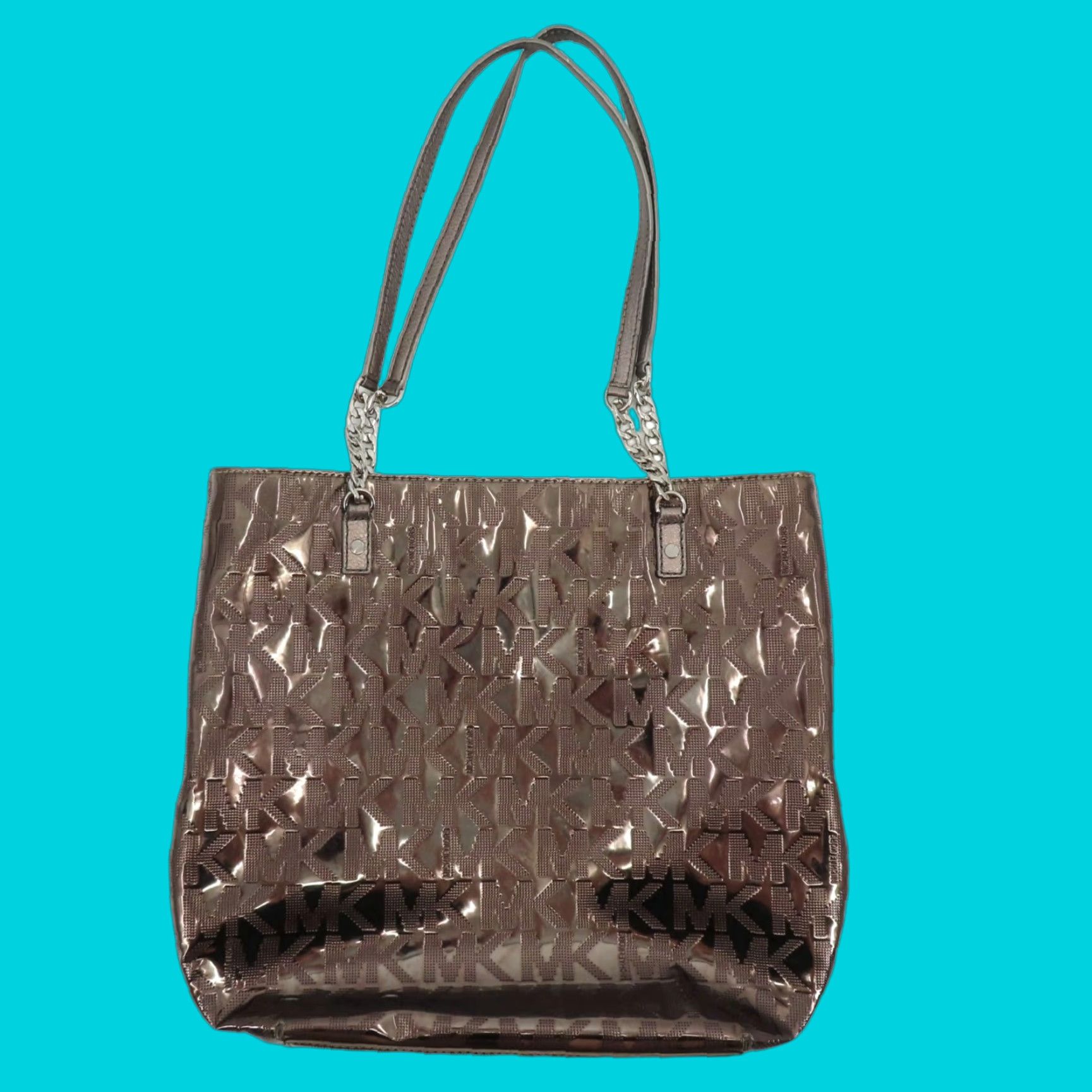Michael Kors Michael Kors Jet Set Tote Bag Silver Gray Metal Chain Strap Handbag Purse Womens Size ONE SIZE - 1 Thumbnail