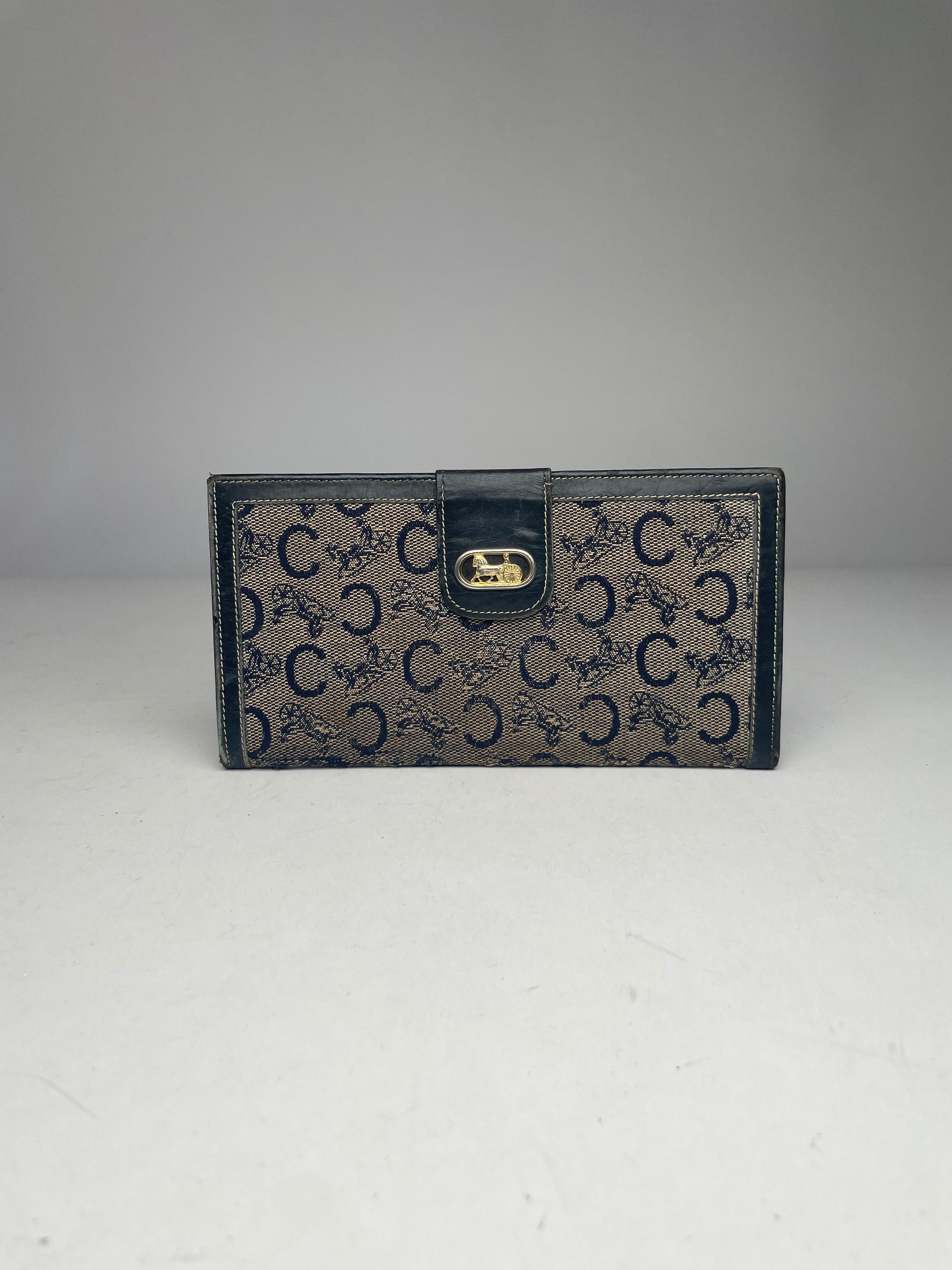 Celine Vintage Paris Leather Wallet Black Grey Size ONE SIZE - 1 Thumbnail