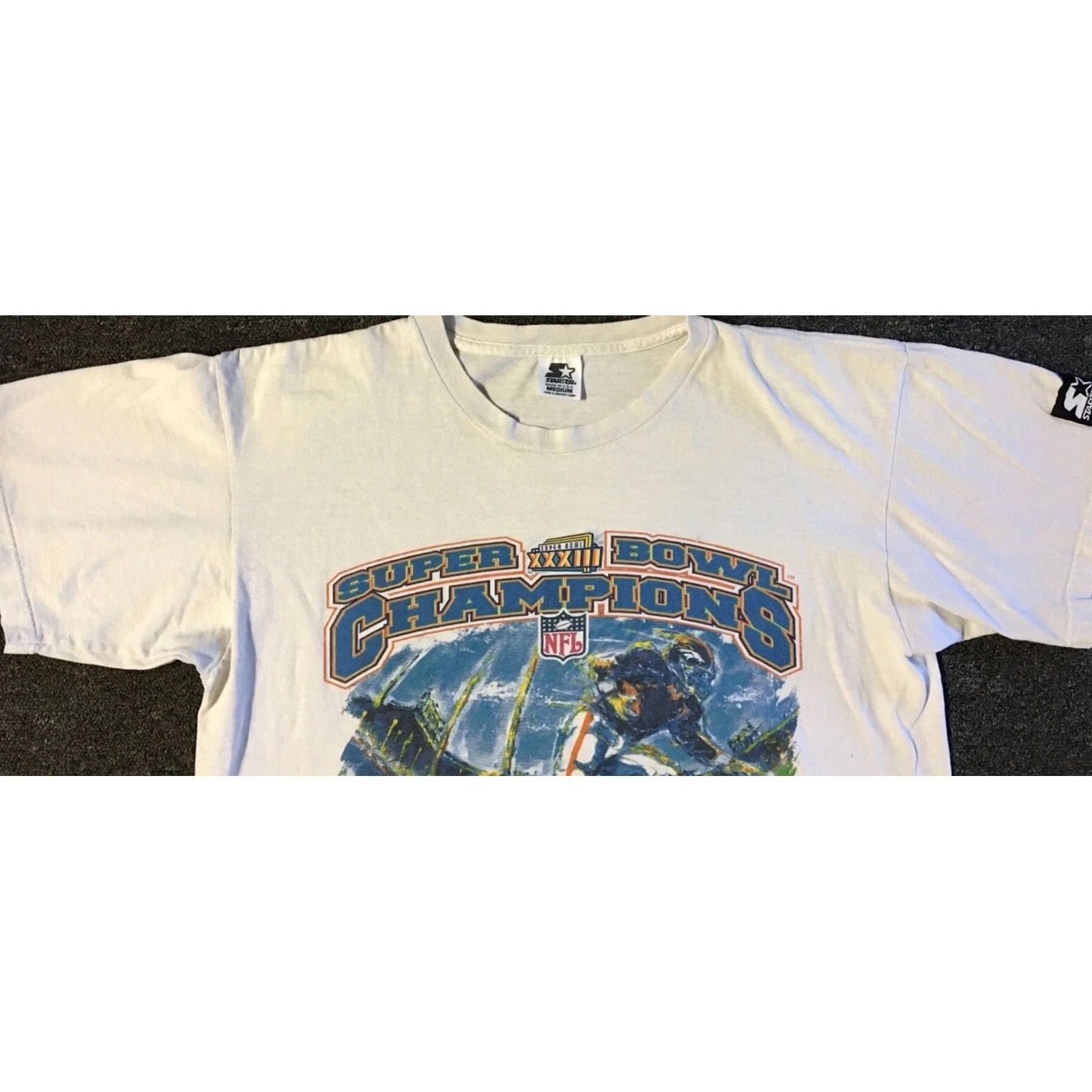 Starter VINTAGE Denver Broncos Shirt Mens S White 90s Starter Faded Super Bowl XXXIII Grunge Size US S / EU 44-46 / 1 - 5 Thumbnail