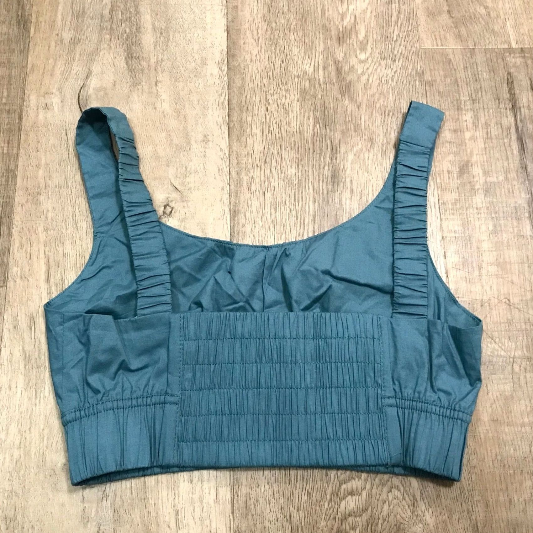 Nike VINTAGE Nike Sportswear Poplin Cropped Tank Top Teal Smocked XS HM6973 Size XS / US 0-2 / IT 36-38 - 2 Thumbnail