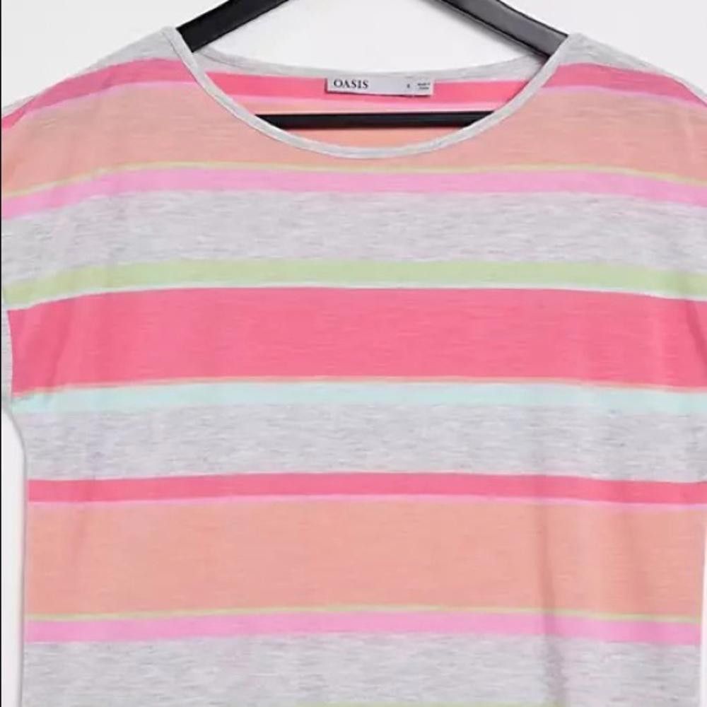 Asos ASOS Pink Striped Short Sleeve T Shirt Size M / US 6-8 / IT 42-44 - 2 Thumbnail