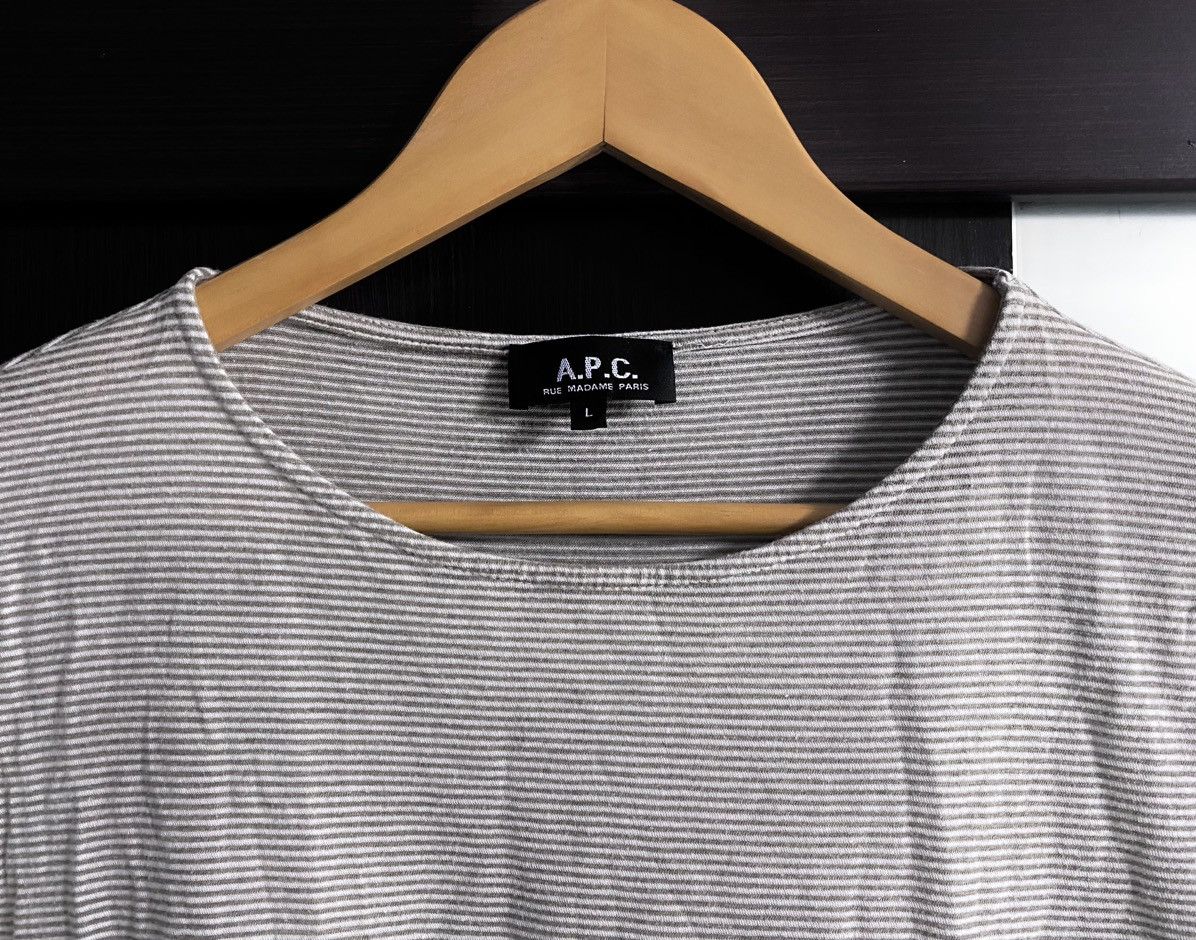 A.P.C. Womens A.P.C. APC Wide Neck Striped Cotton Long Sleeve Shirt Size L / US 10 / IT 46 - 3 Thumbnail