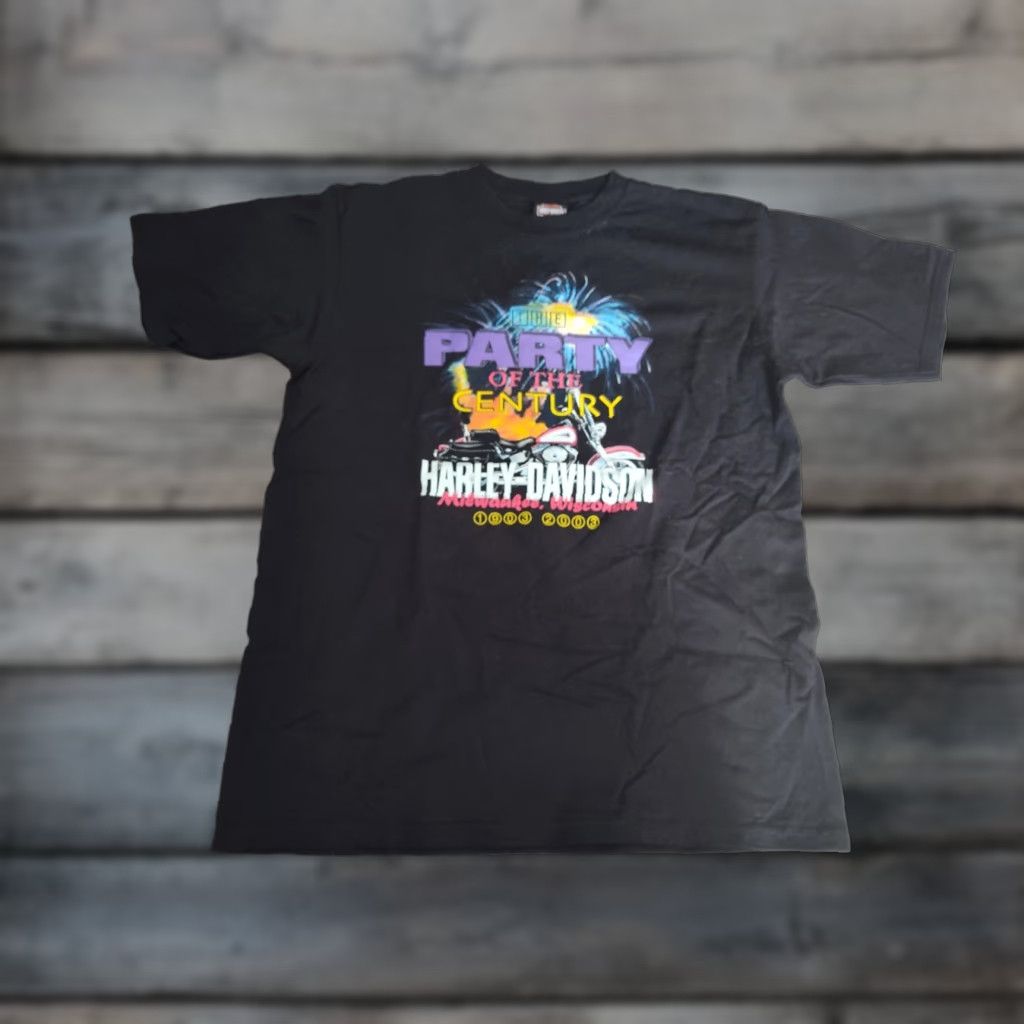 Harley Davidson VINTAGE Harley-Davidson T-Shirt USA Made 100th Anniversary Black Short Sleeve XL Men Crew Neck Wisconsin Y2K 2000s Size US XL / EU 56 / 4 - 1 Thumbnail