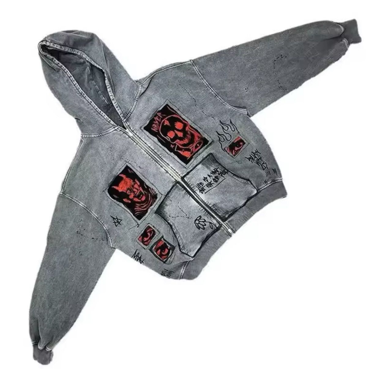 Other Letter Vintage Skull Pattern Print Oversized Hoodie Jacket Size US S / EU 44-46 / 1 - 2 Thumbnail