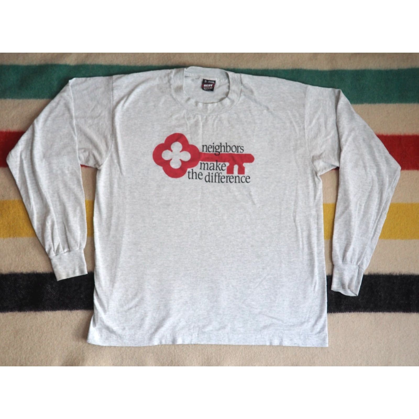 Fruit Of The Loom VINTAGE Fruit of the Loom T-Shirt 90s Logo Gray XL Mens L/S Tee Shirt Size US XL / EU 56 / 4 - 3 Thumbnail