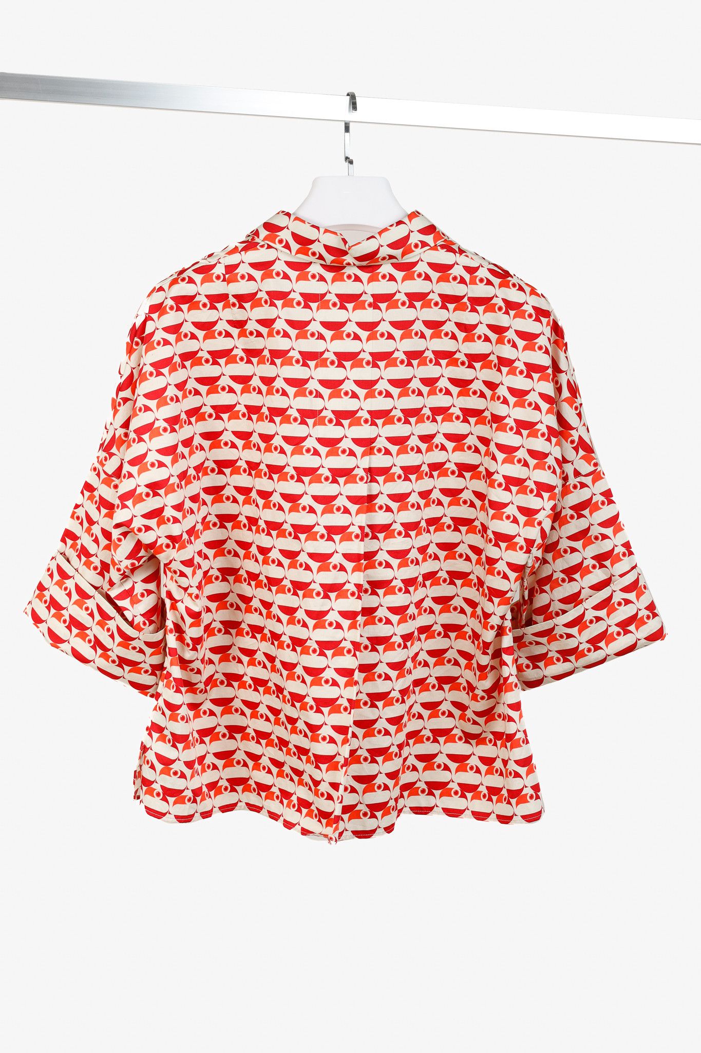 Akris Akris Punto R/24 Cotton Satin Pelican Dot Printed Blouse Size XL / US 12-14 / IT 48-50 - 2 Thumbnail