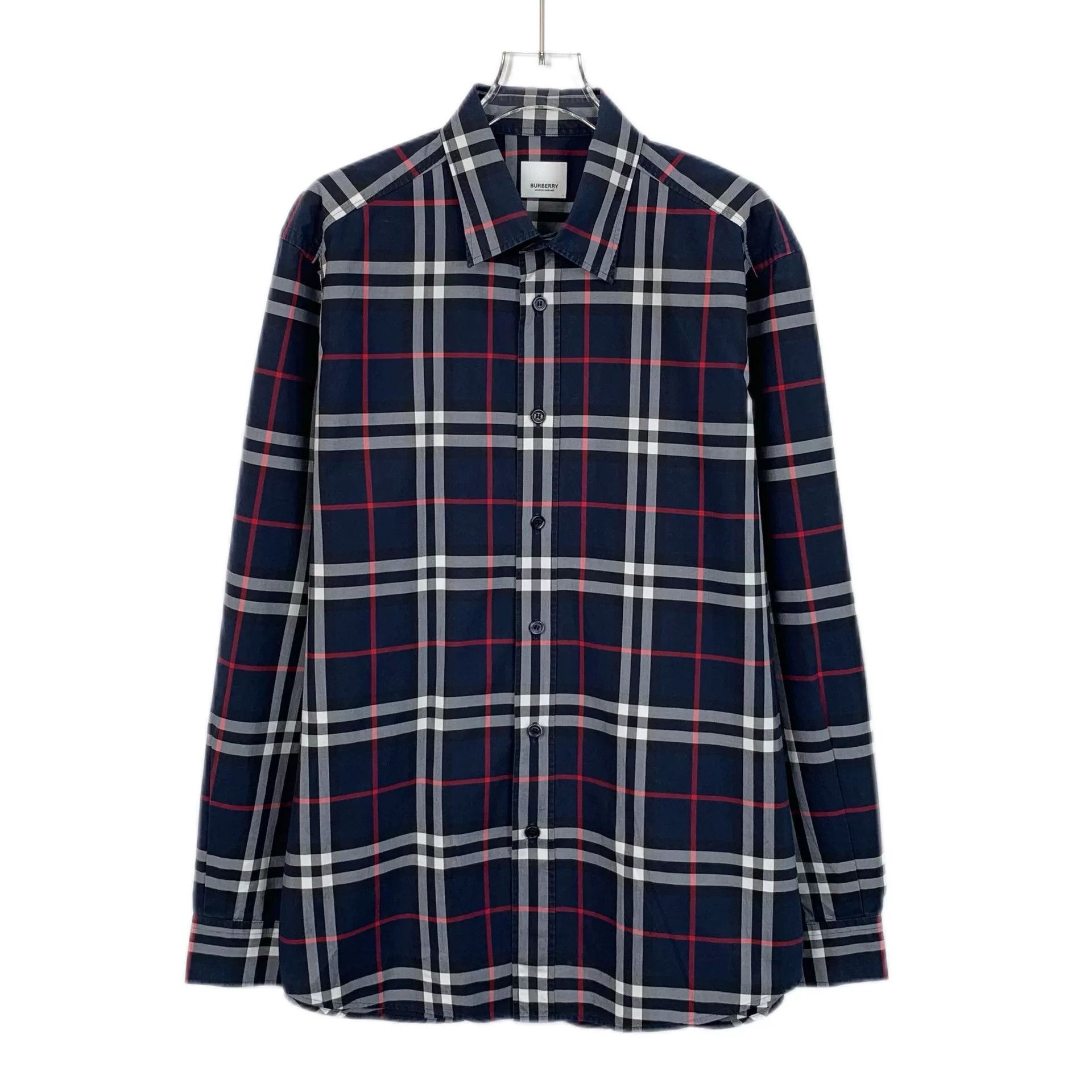 Burberry Burberry Navy Blue Check Cotton Shirt L Size US L / EU 52-54 / 3 - 1 Thumbnail