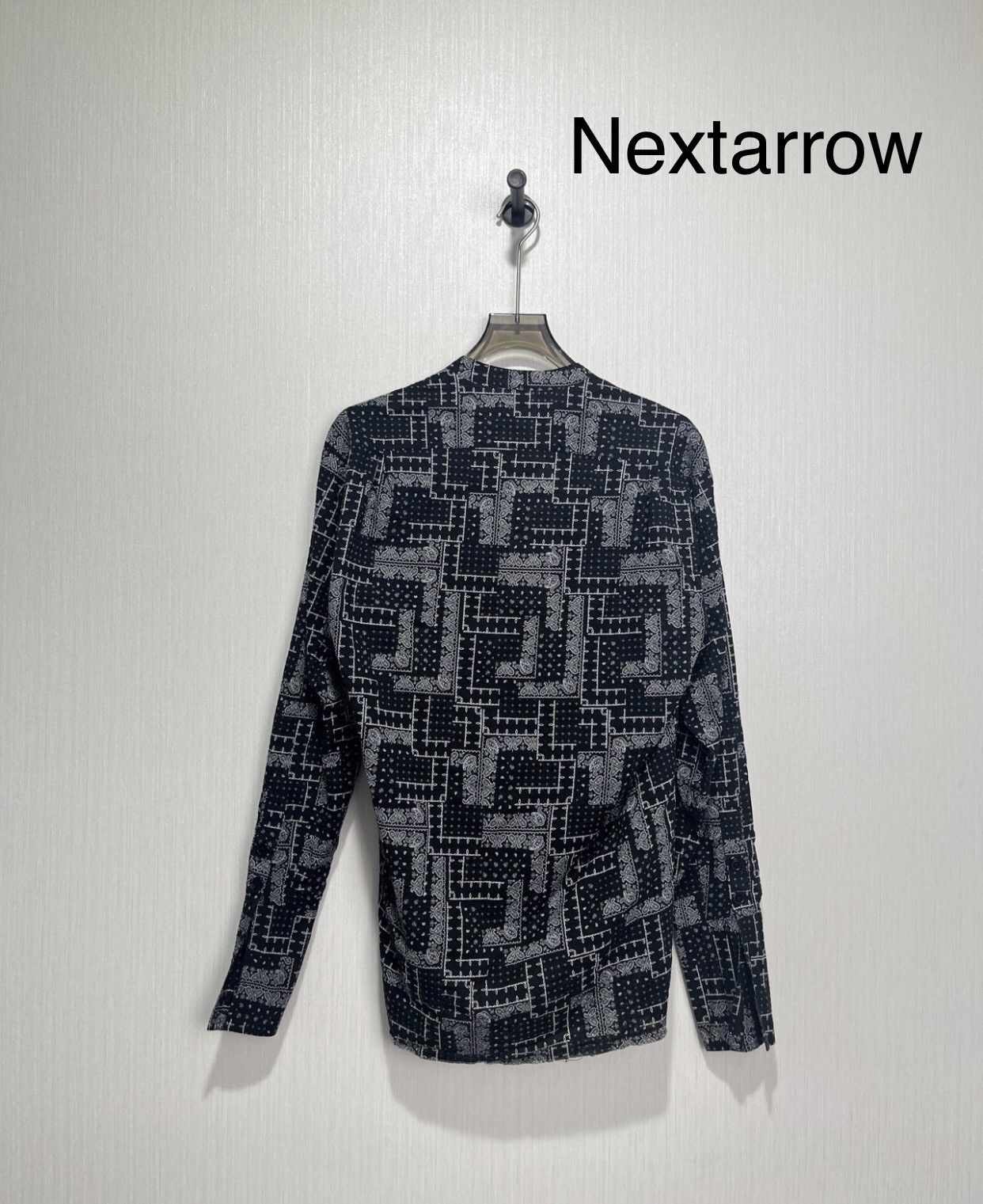 Greg Lauren Greg Lauren GL Cashew Flower Collarless Black and Grey Shirt Size US M / EU 48-50 / 2 - 2 Thumbnail