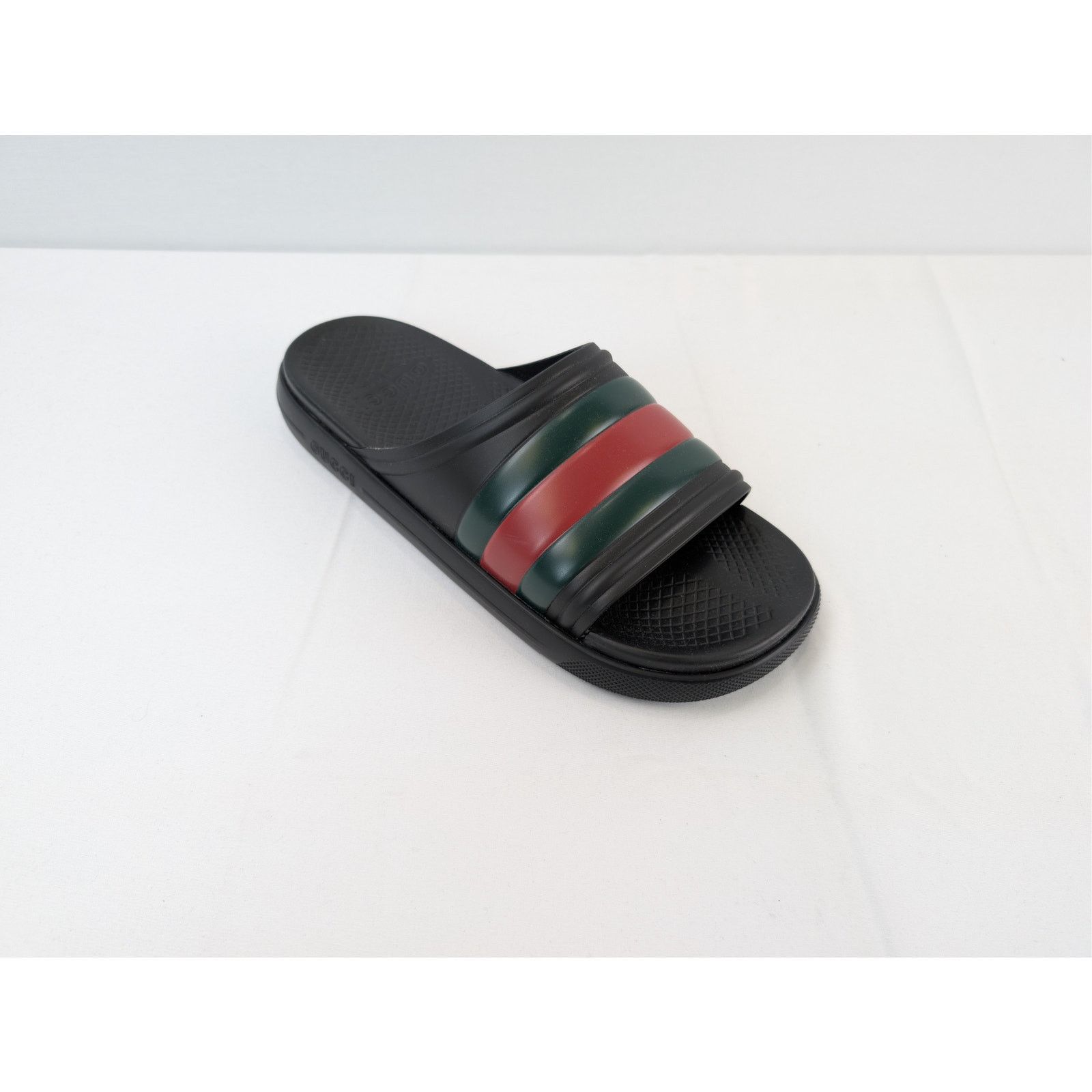 Gucci o1rshd1 Men's Web Slide Sandal Slipper with signature green Size US 11.5 / EU 44-45 - 3 Thumbnail