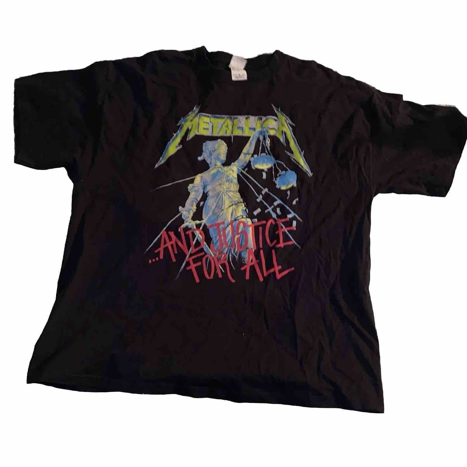 image of Delta VTG Metallica 1994 Justice For All Hammer Of Justice T-Shirt in Black, Men's (Size 2XL)