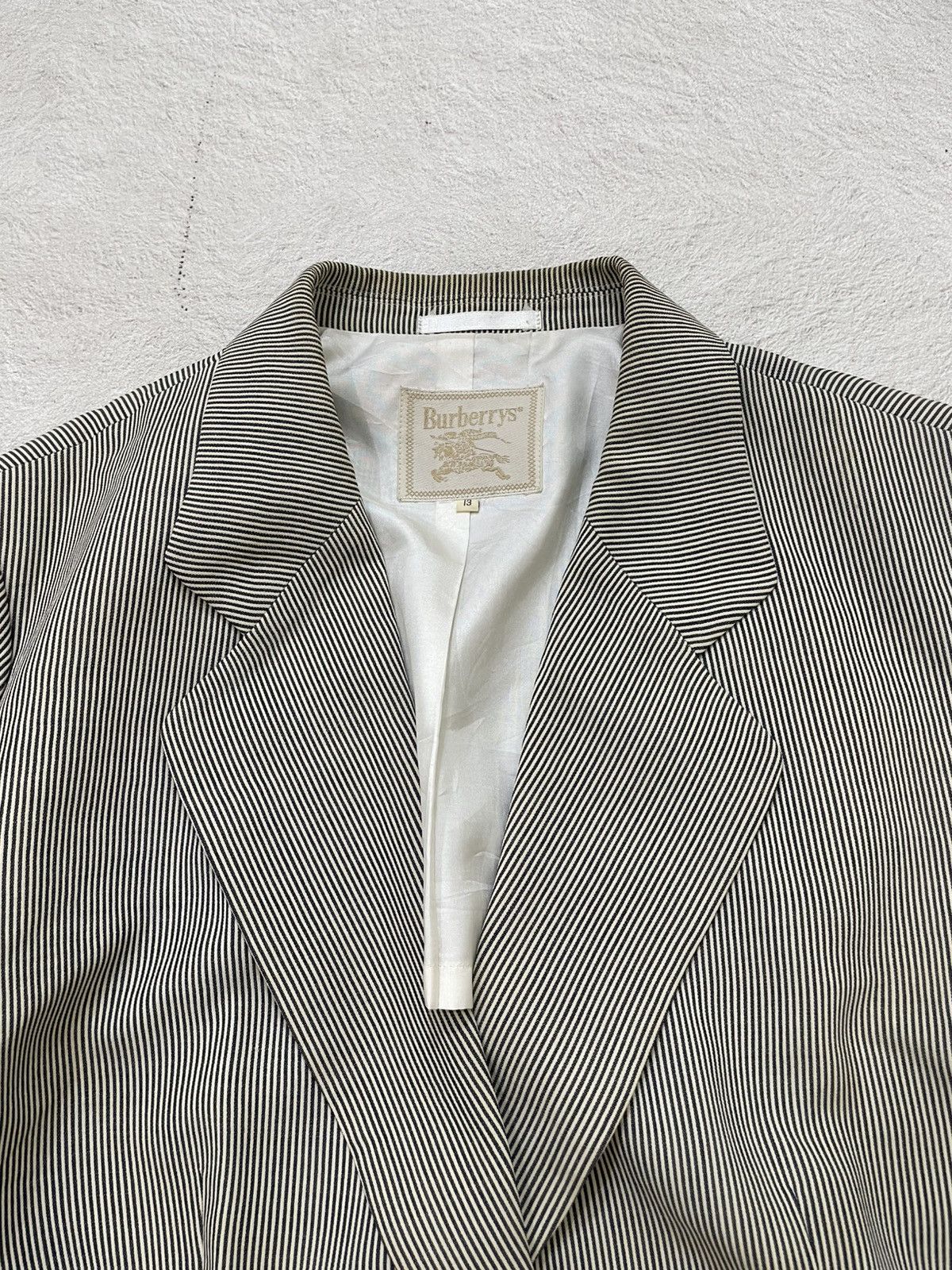 Burberry Vintage Burberrys Pinstripe Blazer Beige Tailored Jacket Y2K Size 54R - 4 Thumbnail
