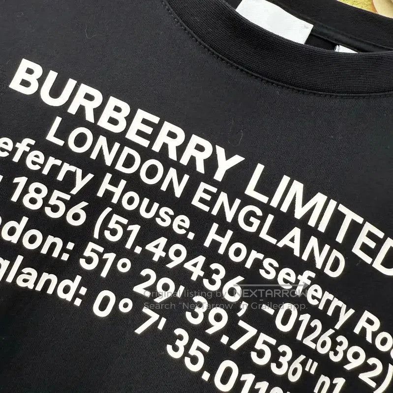 Burberry Burberry Black Cotton Lettered Short Sleeve T-Shirt. Size S / US 4 / IT 40 - 6 Thumbnail