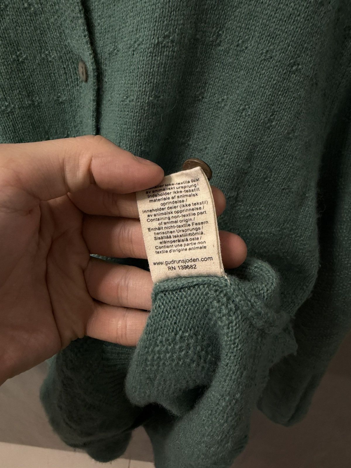 Gudrun Sjoden Gudrun Sjoden Green Wool Cardigan Sweater Size L Size L / US 10 / IT 46 - 14 Thumbnail