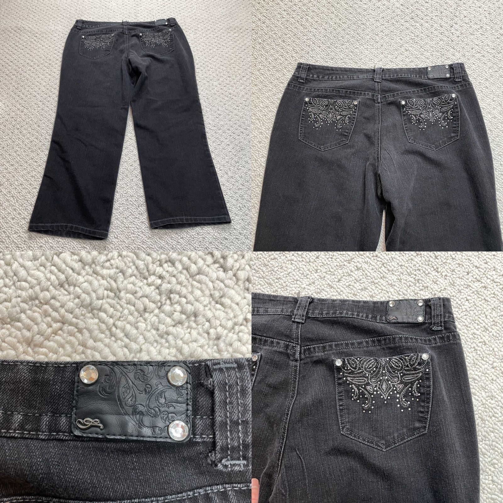 Vintage VINTAGE? No — Style&co. Jeans Womens 18 Plus Denim Straight Black 5-Pocket Embroidered 40x27 Adult Women Size 40" / US 18 - 9 Thumbnail
