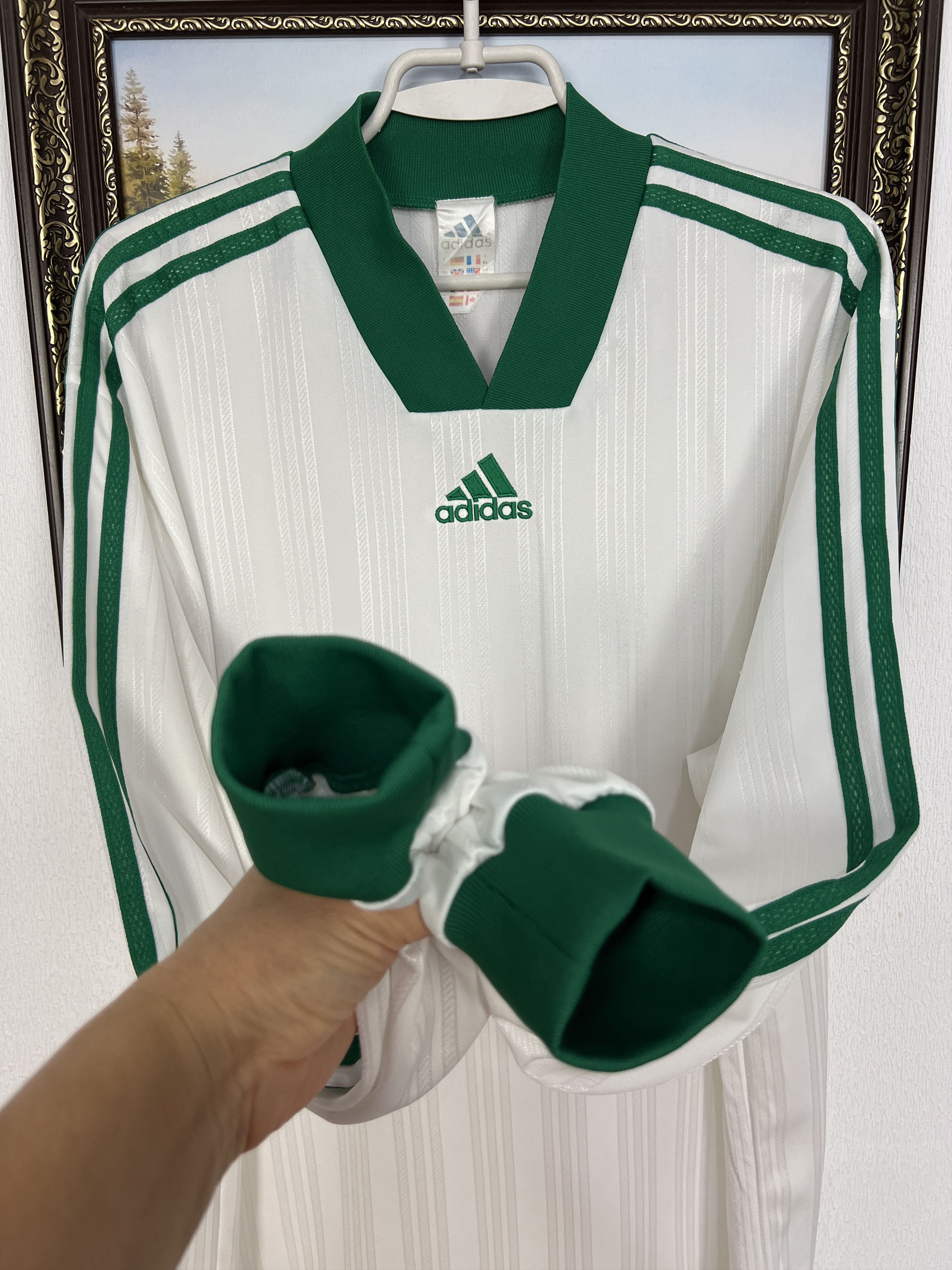 Adidas Vintage Football Template Shirt Soccer Green Long Sleeve Size US XL / EU 56 / 4 - 6 Thumbnail