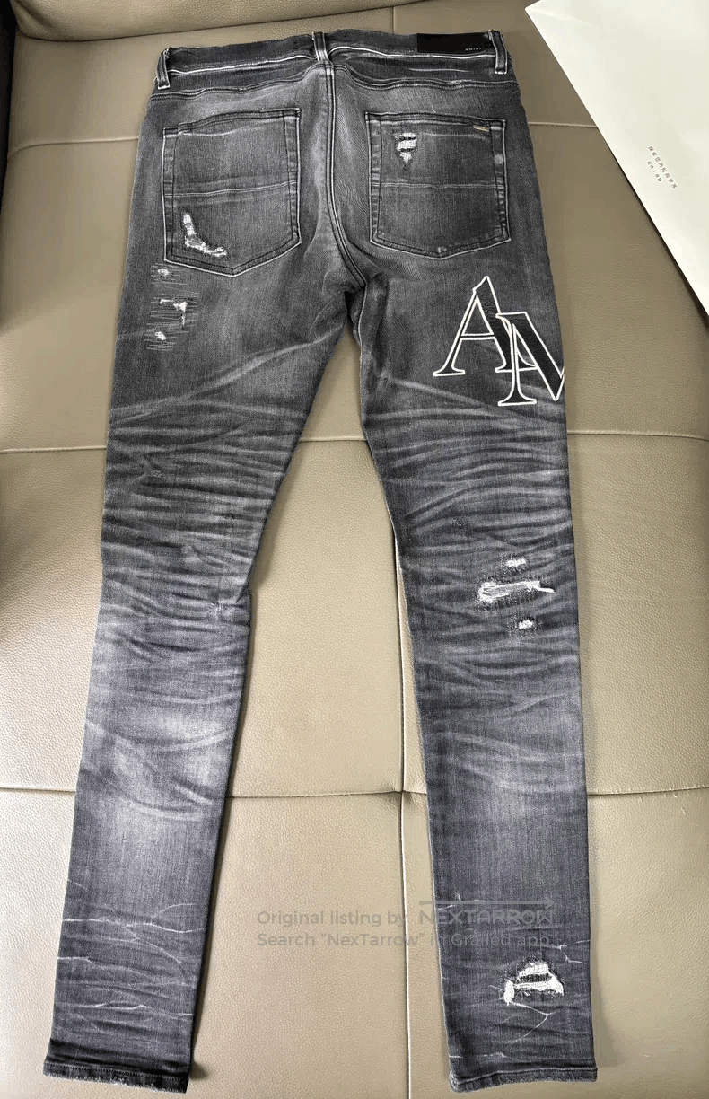 Amiri Amiri Size 32 Leather-paneled stretch jeans size 32 Size US 32 / EU 48 - 2 Thumbnail