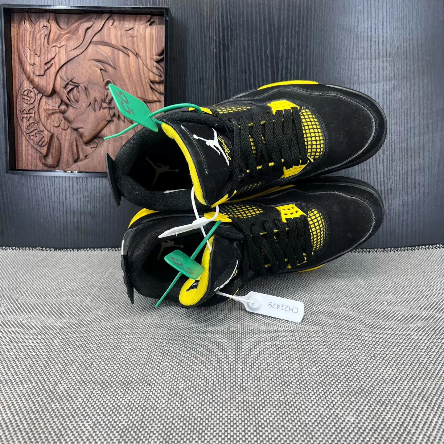 Nike Air Jordan 4 'Raijin' Black Yellow 45 Size US 11 / EU 44 - 2 Thumbnail