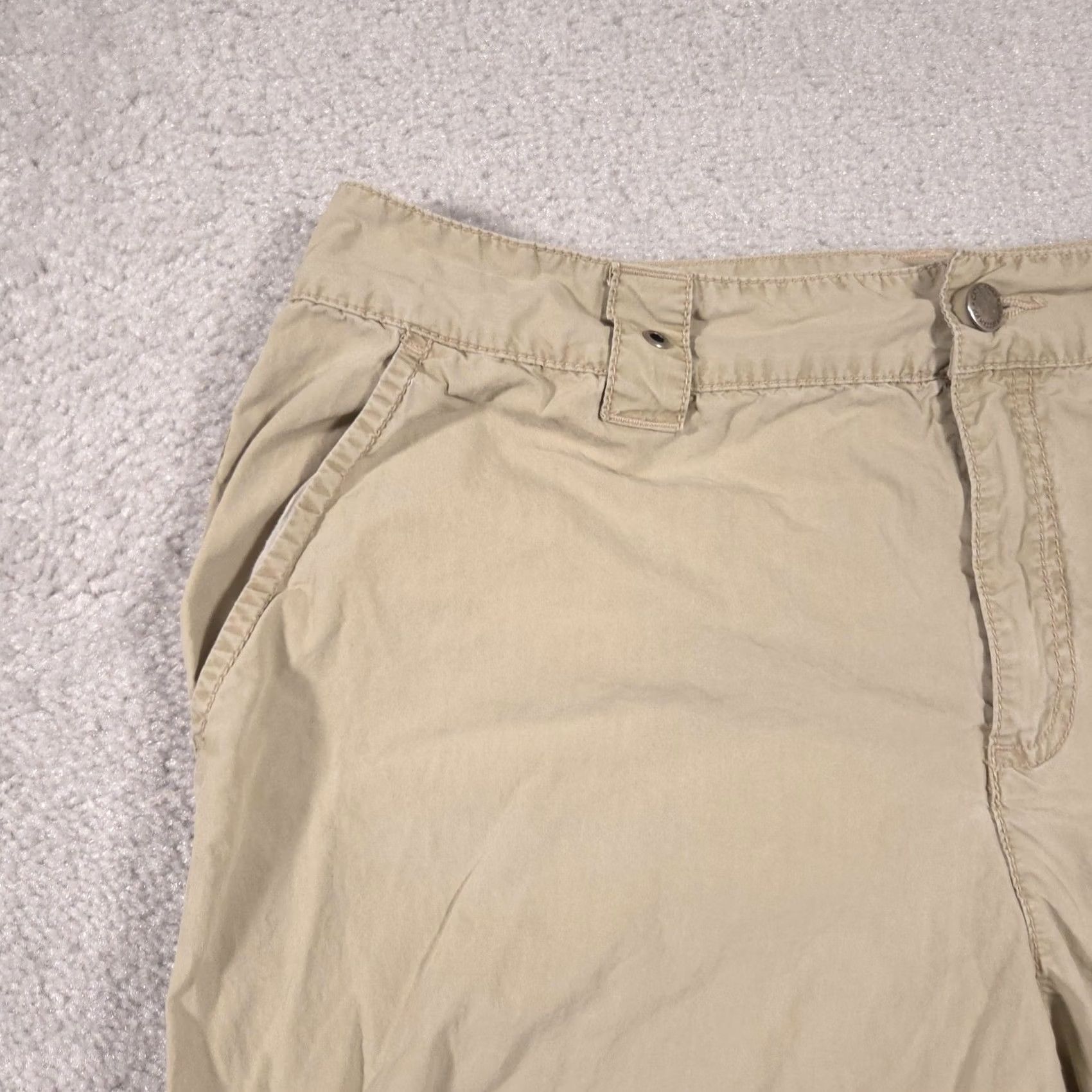 Vintage Caribbean Joe Pants Womens 12 Khaki Cargo Capri Cropped Drawstring Hem Pockets Size 34" / US 12 / IT 48 - 5 Thumbnail