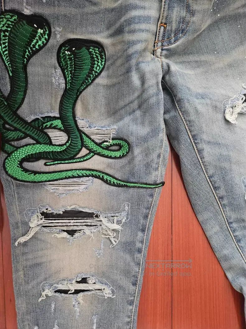 Amiri Amiri Classic Embroidered Patchwork Denim Pants Size US 32 / EU 48 - 3 Thumbnail