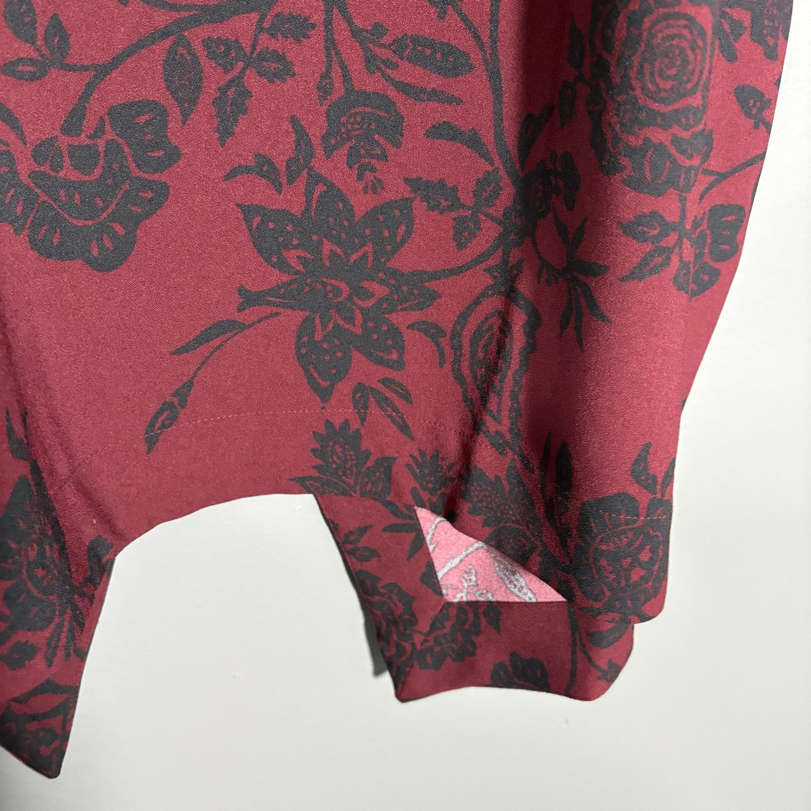 Other Ava & Viv Wine Red & Black Goth Floral Split Back Top Size 3XL / US 20-22 - 3 Thumbnail