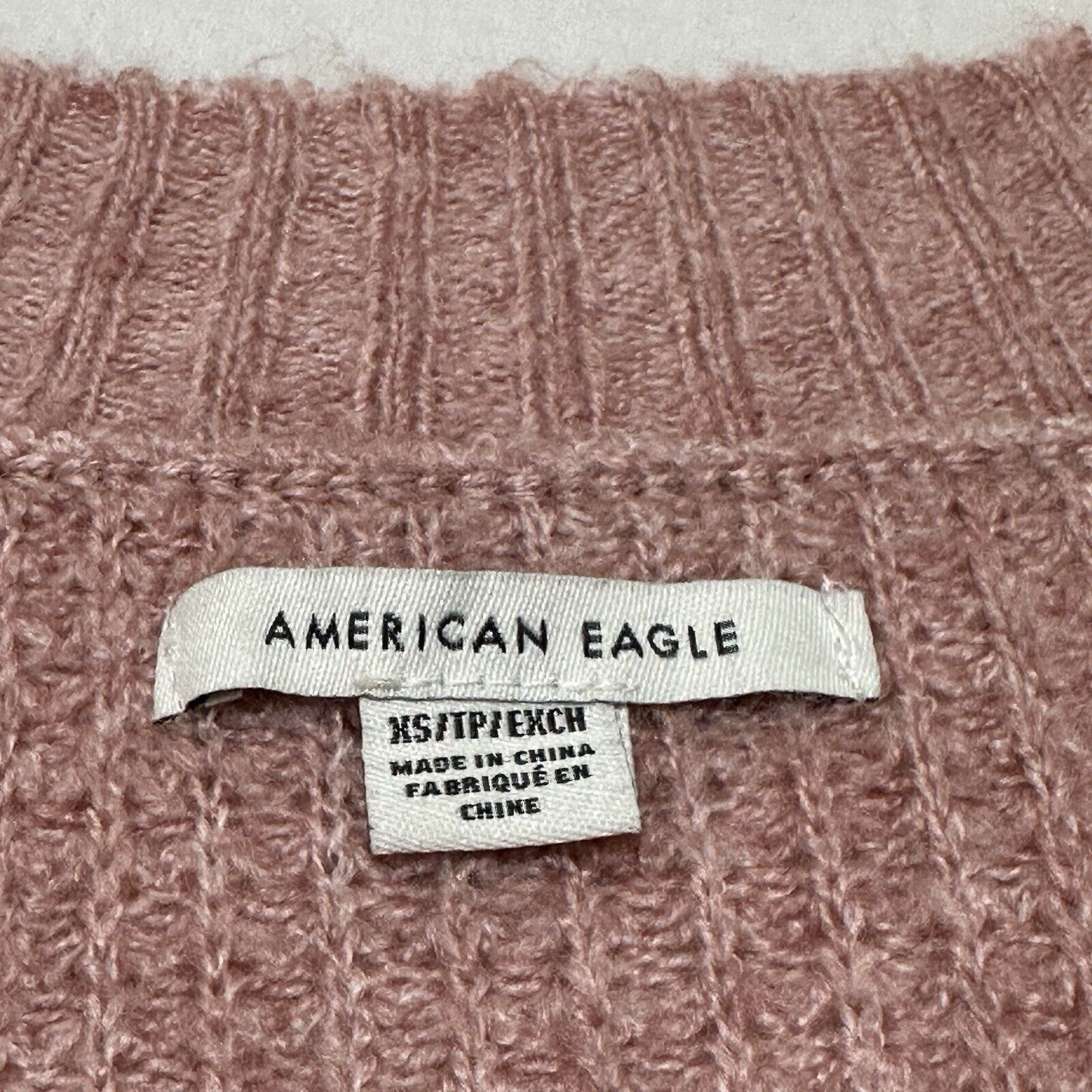 American Eagle Outfitters American Eagle WXS Oversized V-Neck Sweater Pink Cozy Soft Size XS / US 0-2 / IT 36-38 - 3 Thumbnail