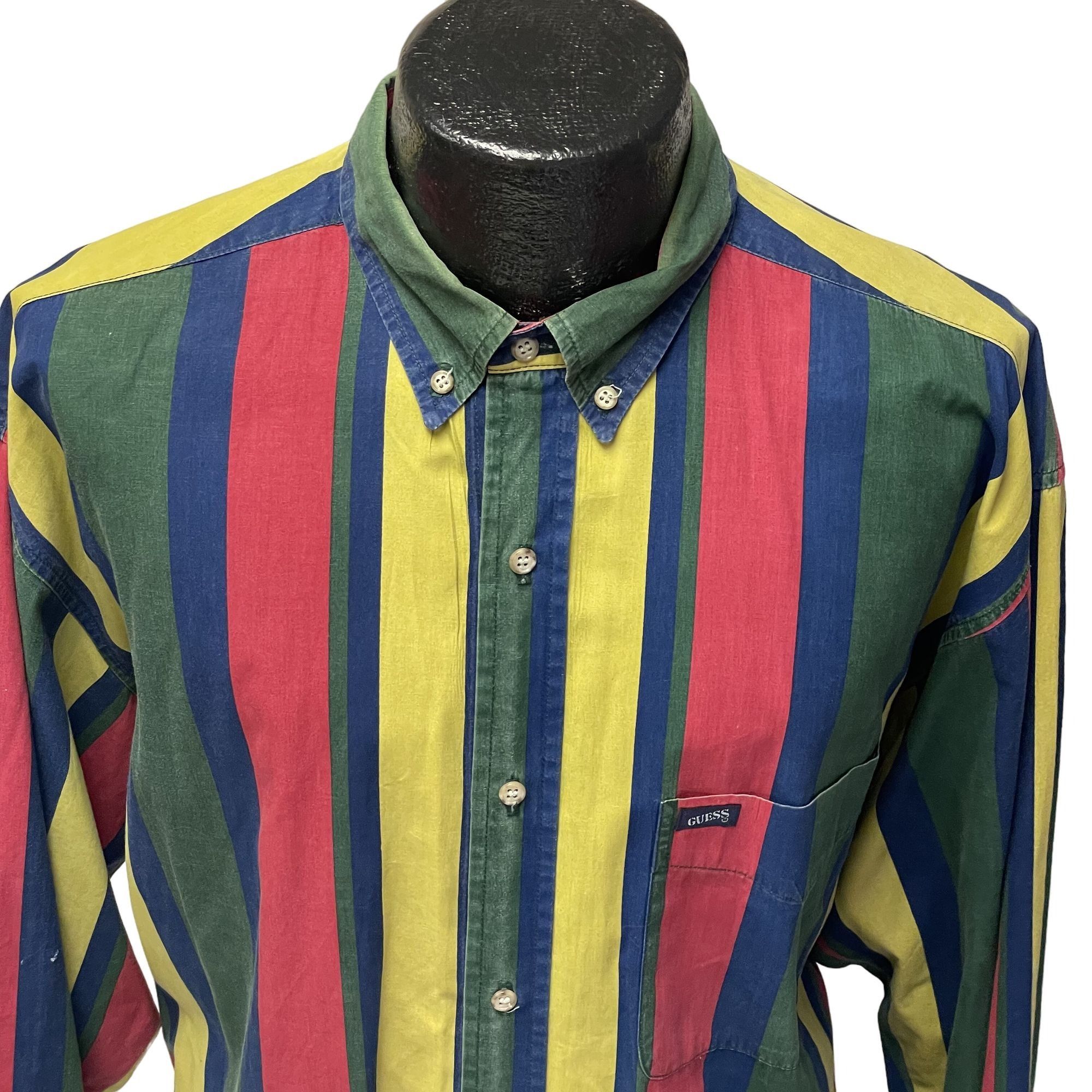 Guess Vtg GUESS LoGo George Marciano RED YELLOW GREEN Bold Shirt Size US M / EU 48-50 / 2 - 2 Thumbnail