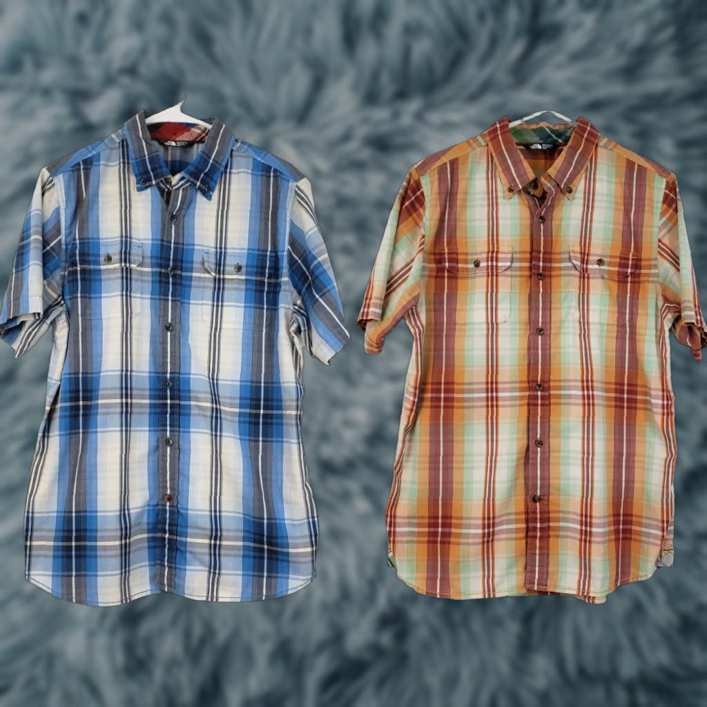 The North Face VINTAGE The North Face Button-Up Shirt Lot of 2 Adult Medium Red Blue Plaid Short Sleeve Casual Mens Size US M / EU 48-50 / 2 - 1 Thumbnail