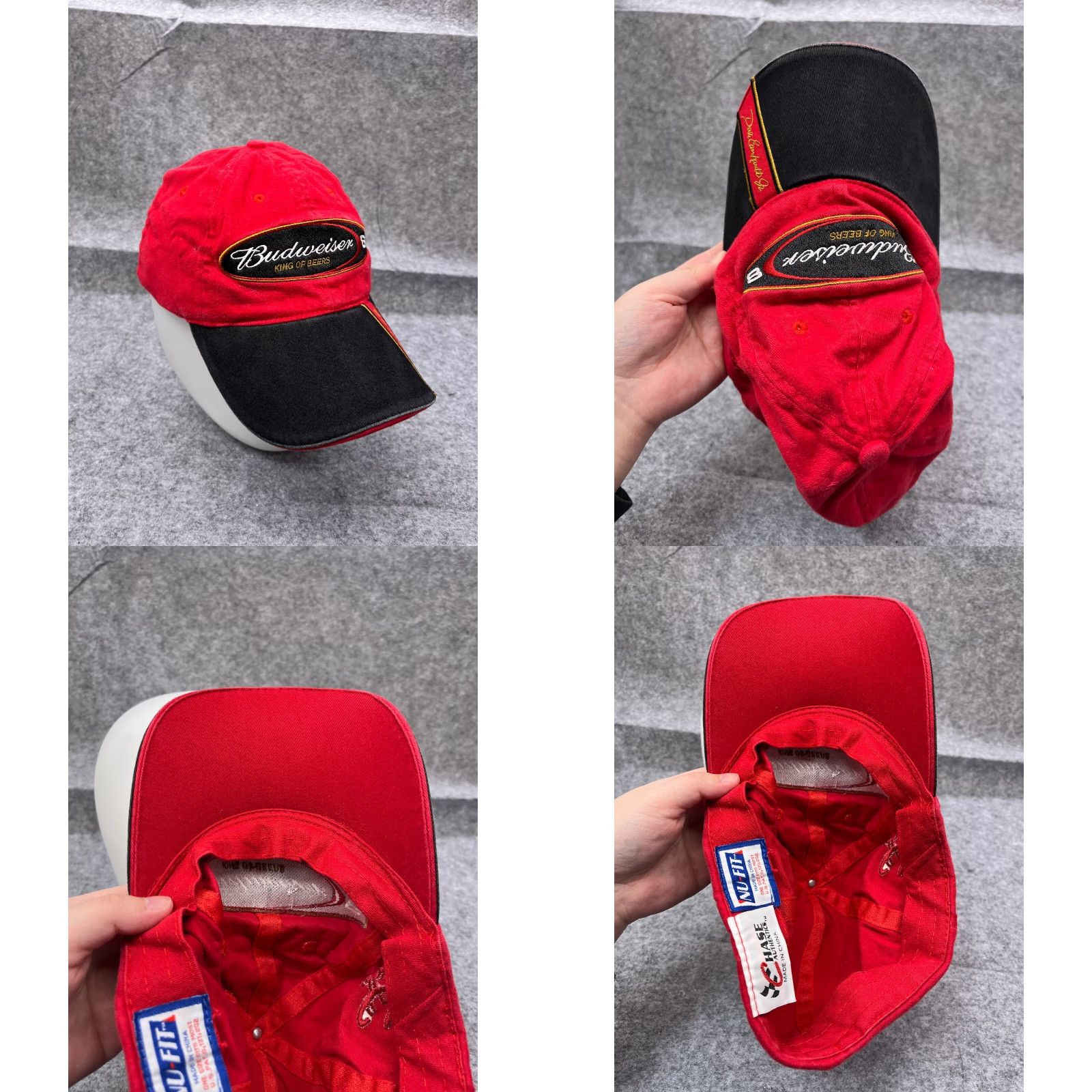 Chase Authentics VINTAGE Budweiser #8 King Of Beers Hat Cap Fitted Adult OS Red Cotton Dale Earnhardt Hat Cap Men Baseball Cap Red OS Adjustable" Size ONE SIZE - 8 Thumbnail