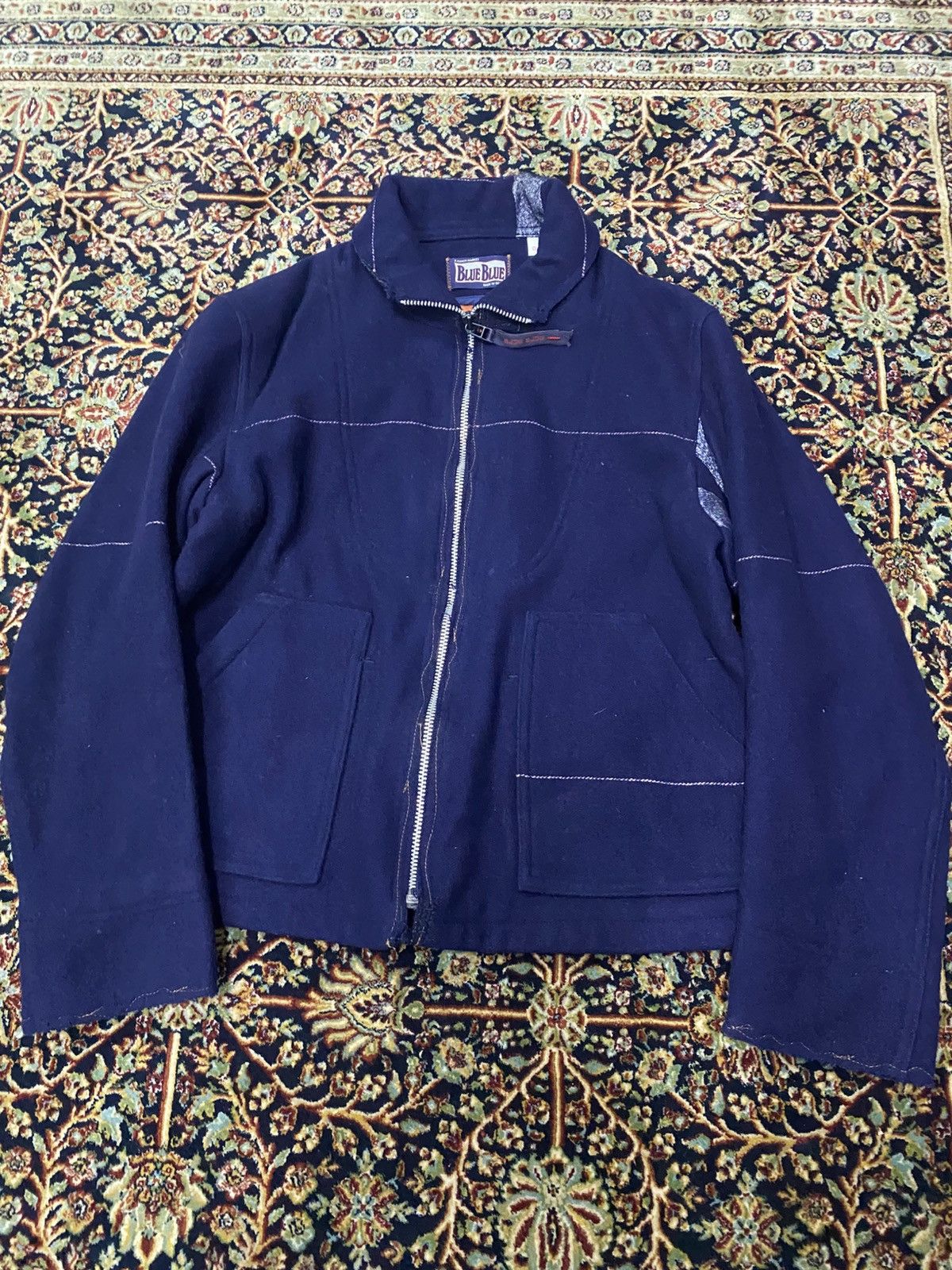 Blue Blue Japan × Indigo × Kapital Blue Blue Raw Seams Salvedge Wool Biker Jacket Size US XS / EU 42 / 0 - 2 Thumbnail