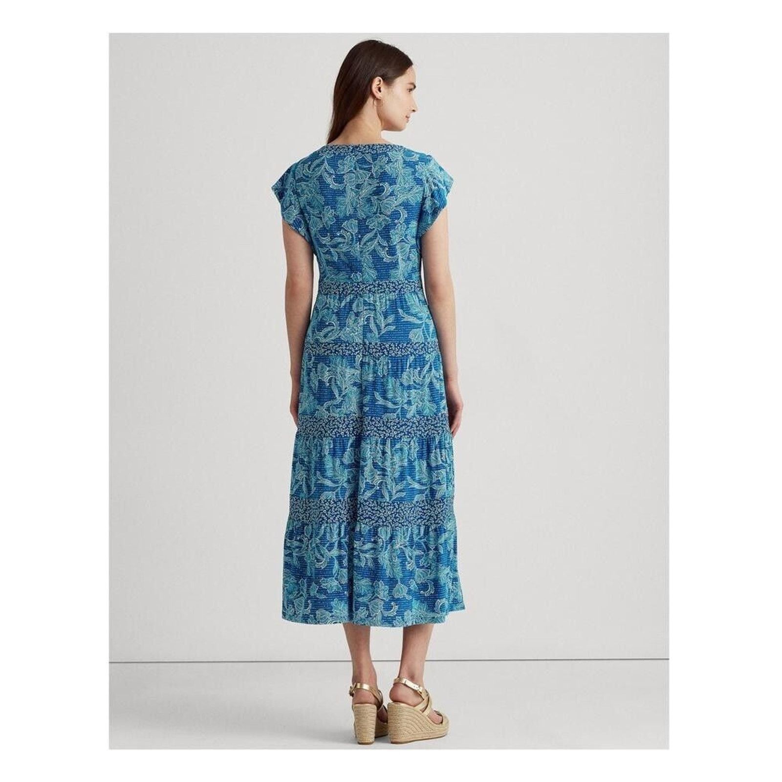 Lauren Ralph Lauren Ralph Lauren Women Blue Floral Boho Midi Dress Size US 4 Size S / US 4 / IT 40 - 2 Thumbnail