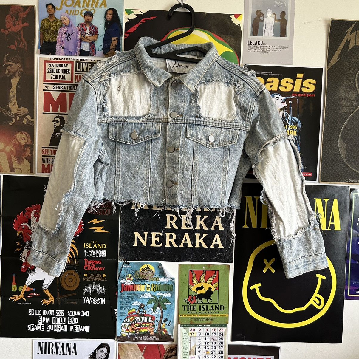 Vintage Vintage Narcissus Crop Top Distressed Denim Jacket Size L / US 10 / IT 46 - 1 Thumbnail