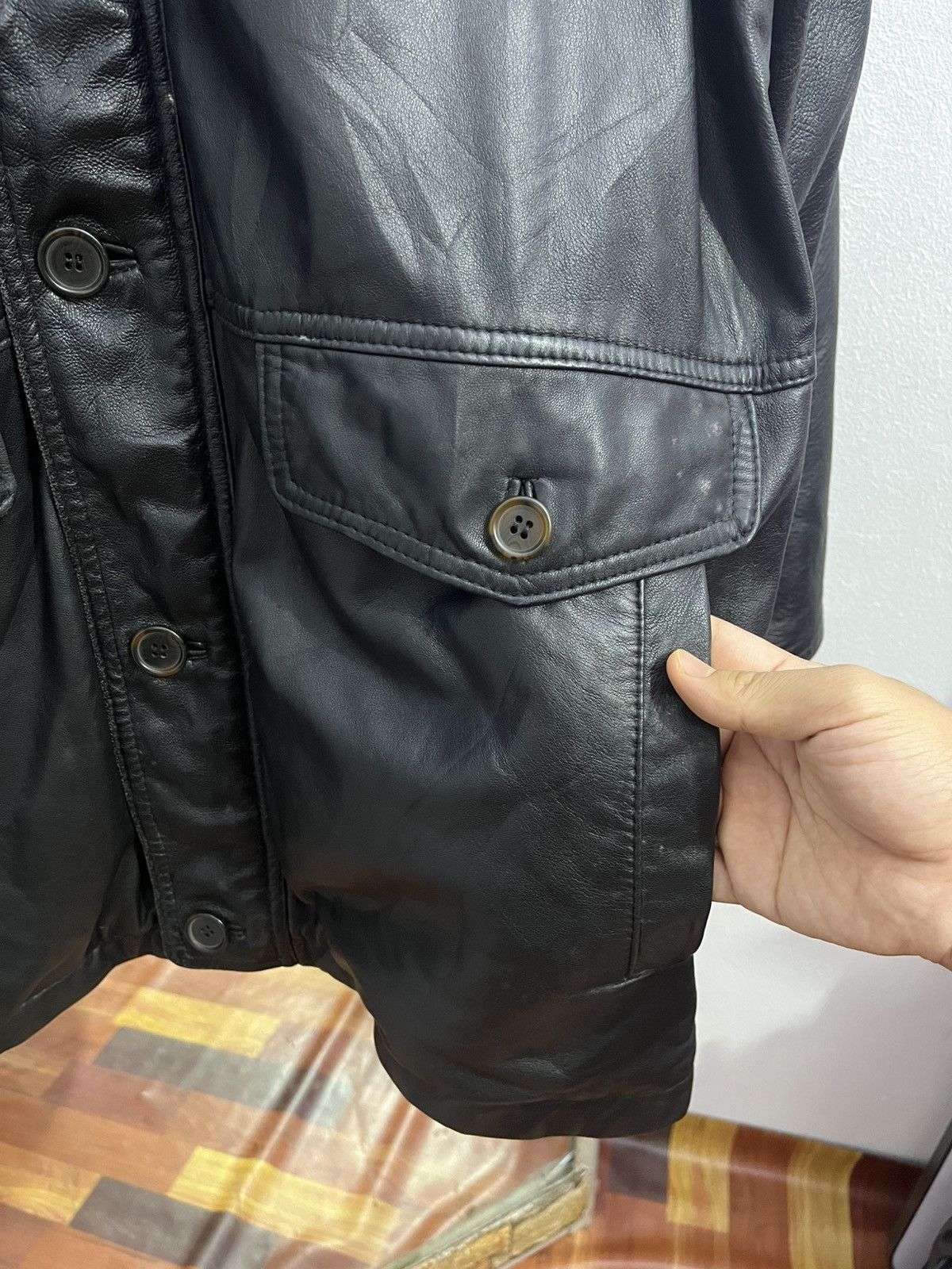 Genuine Leather Vintage Korean Leather Car Coat Jacket Black M Size US M / EU 48-50 / 2 - 5 Thumbnail