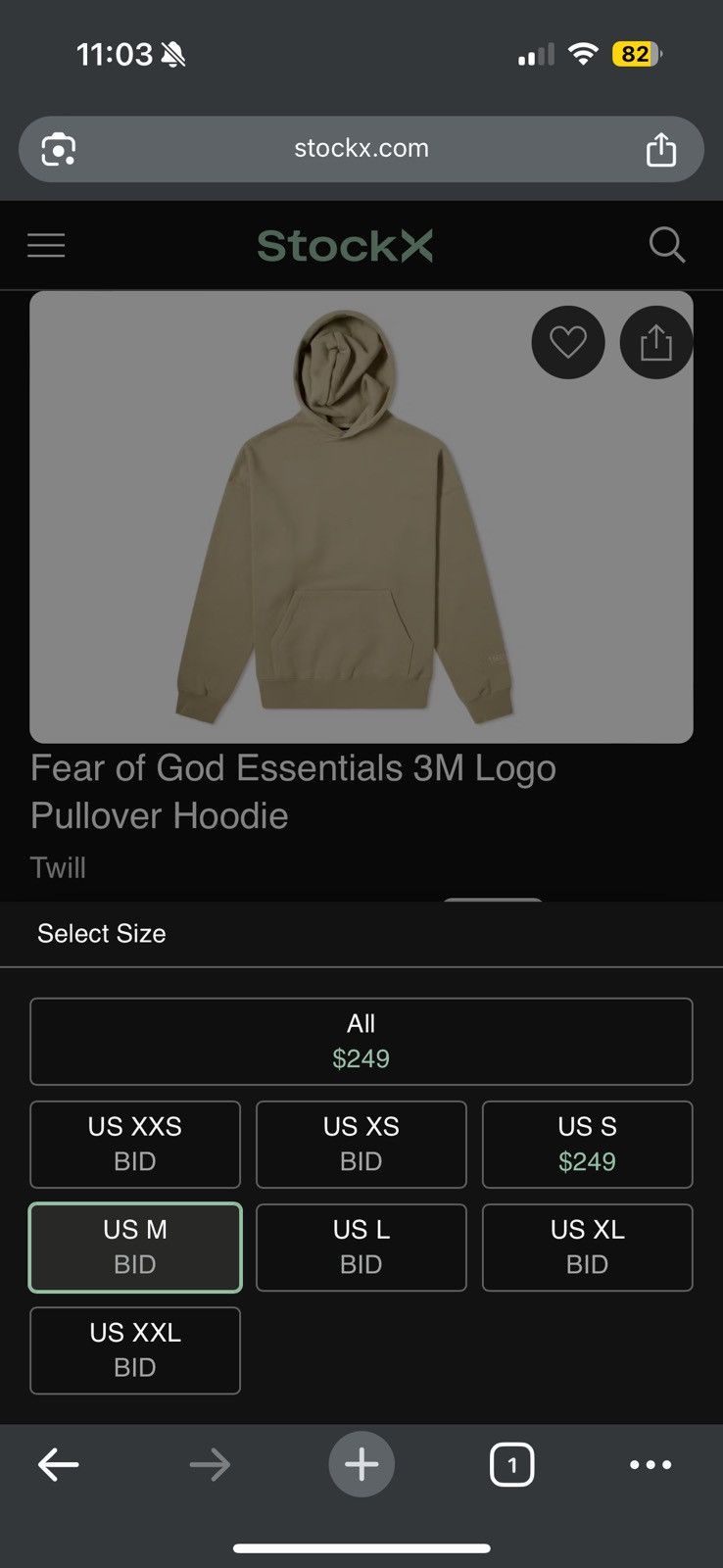 Fear of God OG Fear of God Essentials 3M Graphic Hoodie Twill SZ MED 🔥 Size US M / EU 48-50 / 2 - 17 Thumbnail