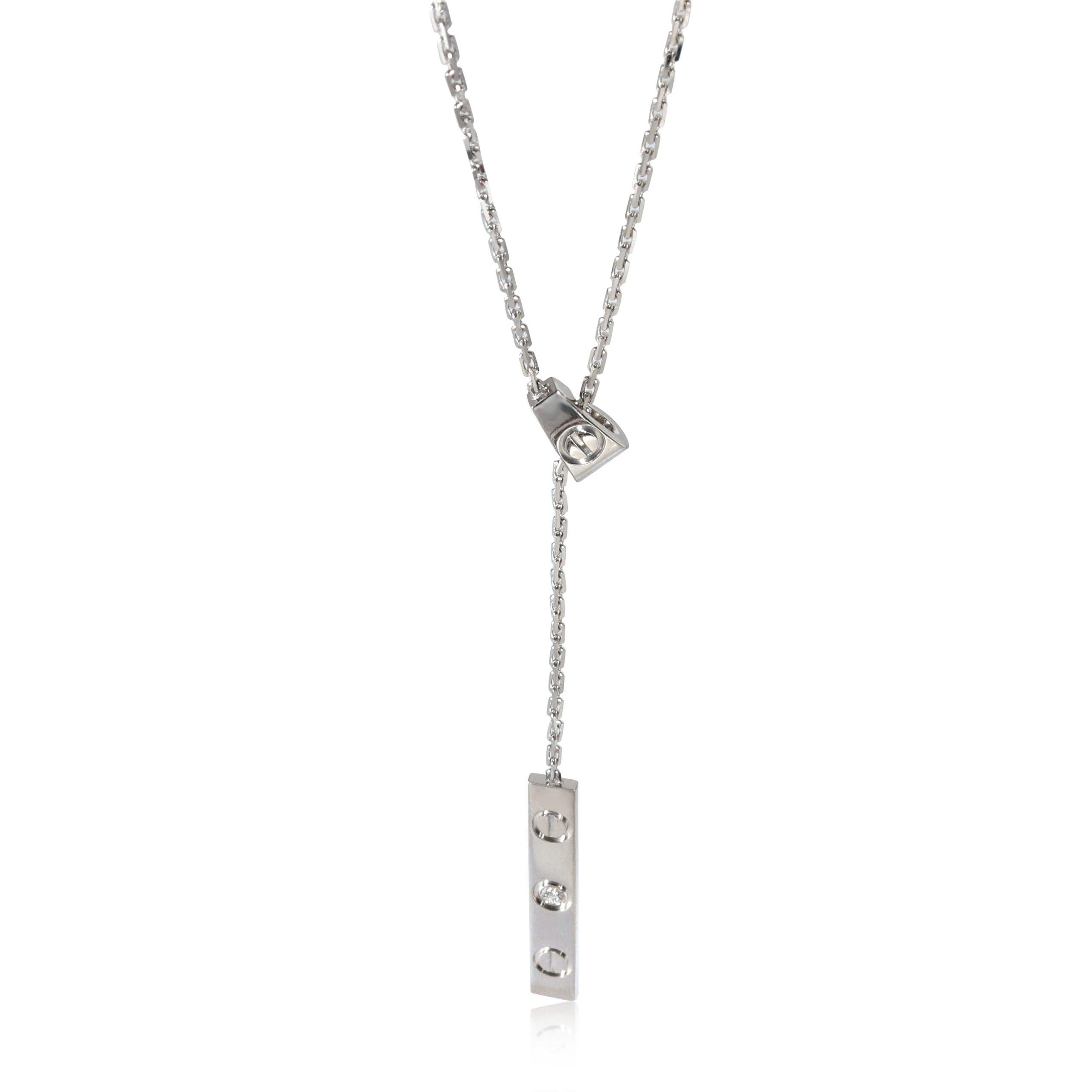 image of Cartier Love Diamond Fashion Necklace In 18K White Gold 0.06 Ctw, Women's