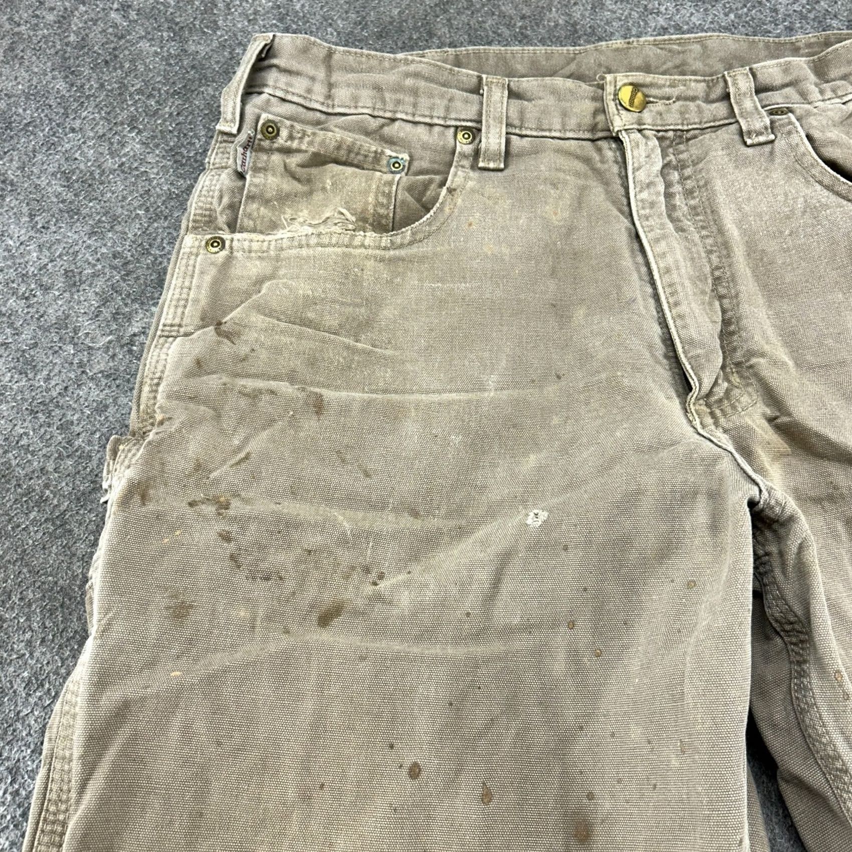 Carhartt VINTAGE Carhartt Pants Mens 32x34 Brown Carpenter Canvas Loose Fit Workwear Distressed Size US 32 / EU 48 - 7 Thumbnail