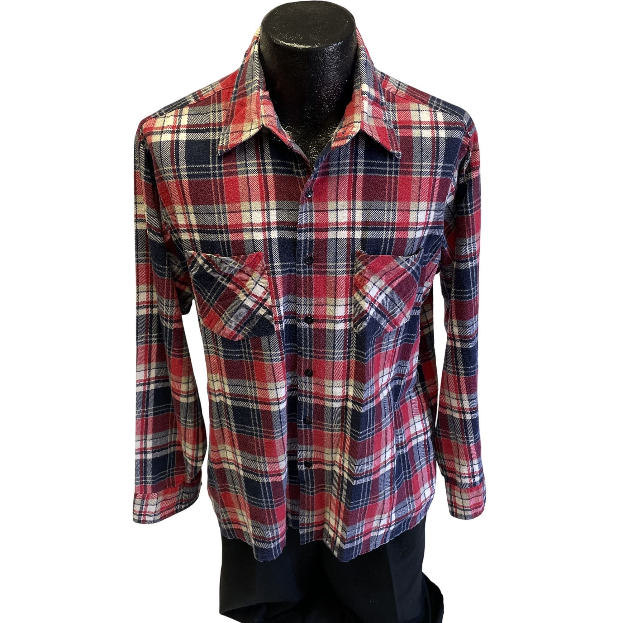Other 80's Saucatuck Men RED Blue Shadow PLAID Work FLANNEL Shirt Size US L / EU 52-54 / 3 - 1 Thumbnail