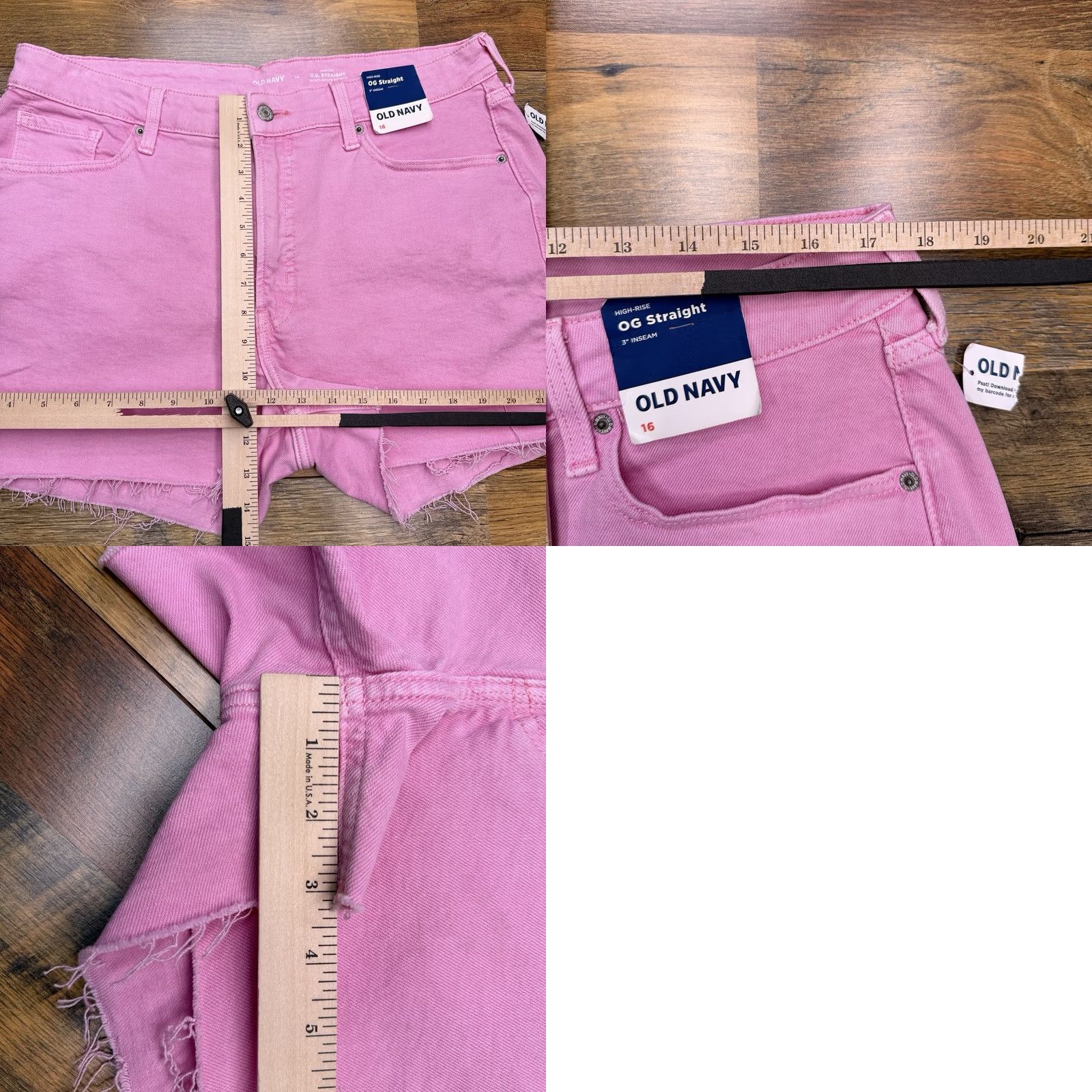 Old Navy Old Navy Womens 16 Pink High Rise 3 Inch Cut-Off Shorts Denim Stretch Baggy Beach Casual Size 38" / US 16 / IT 52 - 8 Thumbnail
