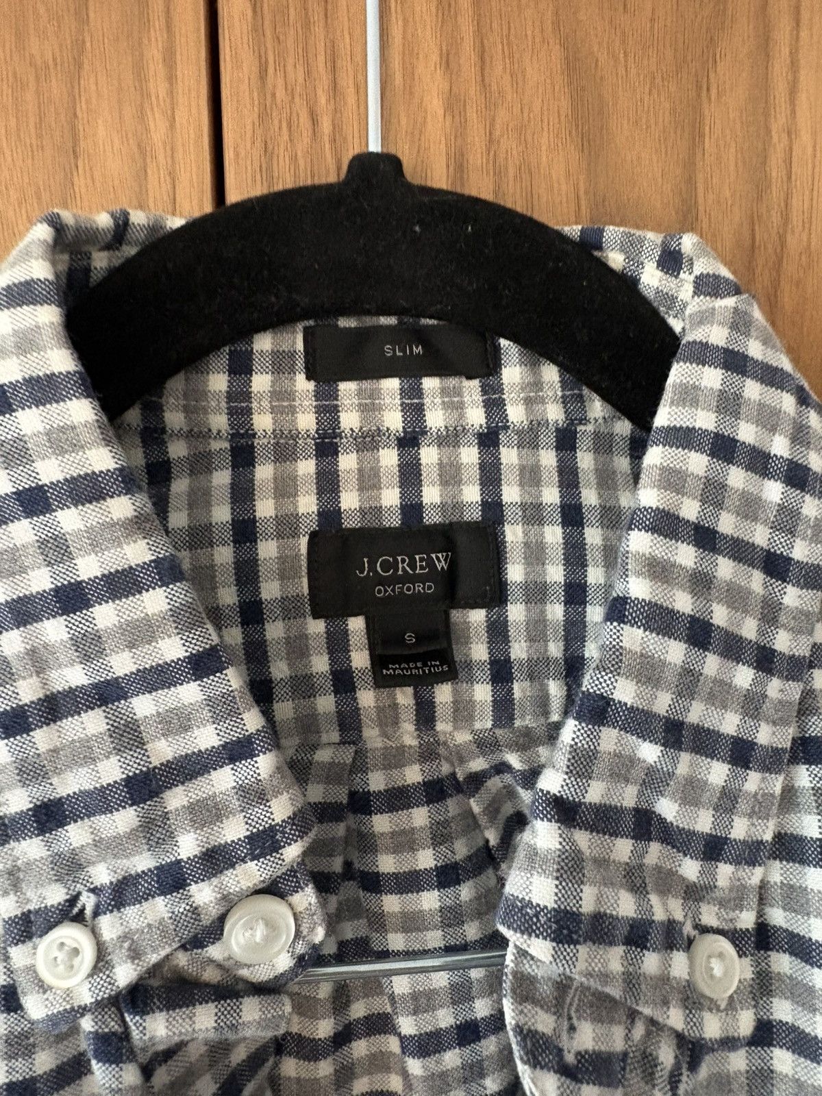 J.Crew Navy/Gray Plaid Check Oxford Cloth Button Down Size US S / EU 44-46 / 1 - 3 Thumbnail