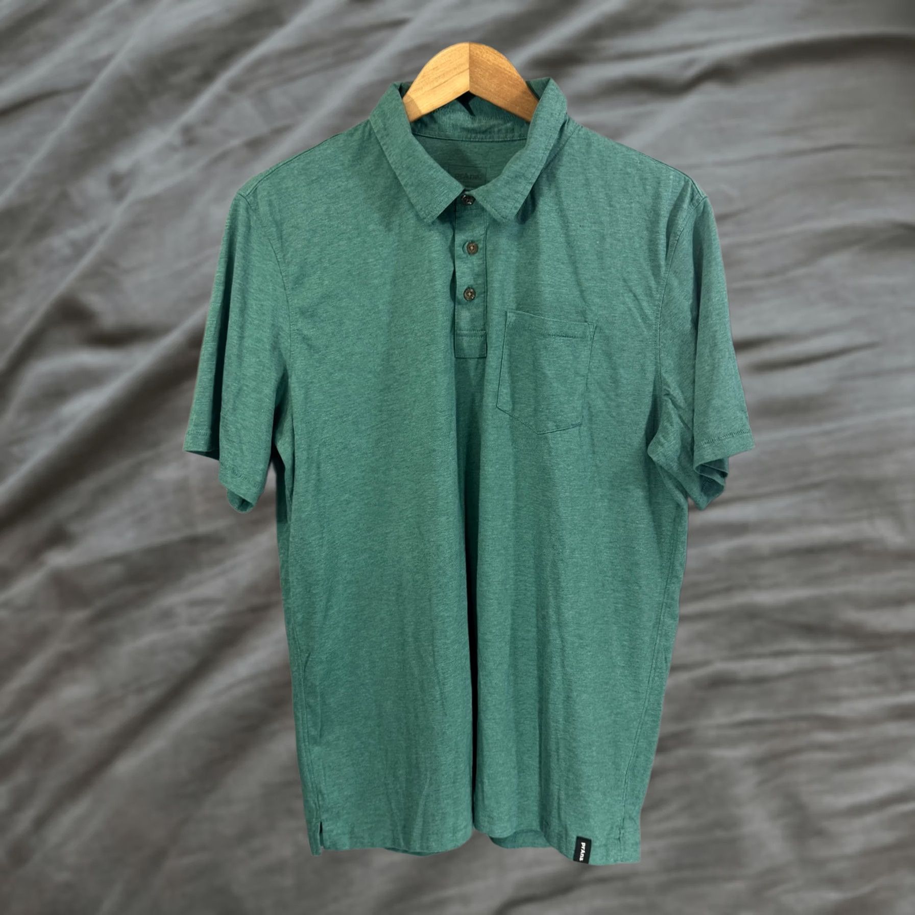 Prana prAna Polo Shirt Mens L Green Organic Cotton Blend Casual Pocket Eco Polo Shirt Mens Large Green Eco Breathable Lightweight Size US L / EU 52-54 / 3 - 1 Thumbnail