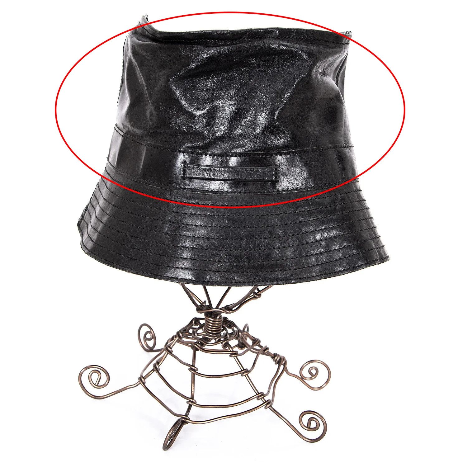 Jean Paul Gaultier Black Cow Leather Bucket Hat Size F Size ONE SIZE - 4 Thumbnail