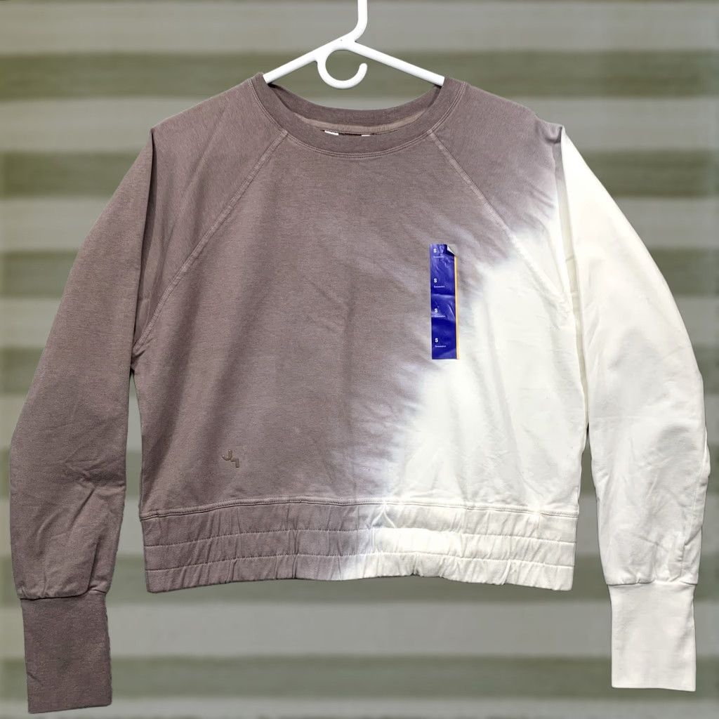 Vintage Joy Lab Cropped Sweatshirt Women's Mocha & Cream Size Small Thumb Holes NWT Size S / US 4 / IT 40 - 1 Thumbnail