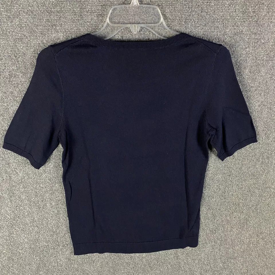 Talbots Talbots Top Women's XS Short Sleeve Navy Blue Cotton Blend Size XS / US 0-2 / IT 36-38 - 6 Thumbnail