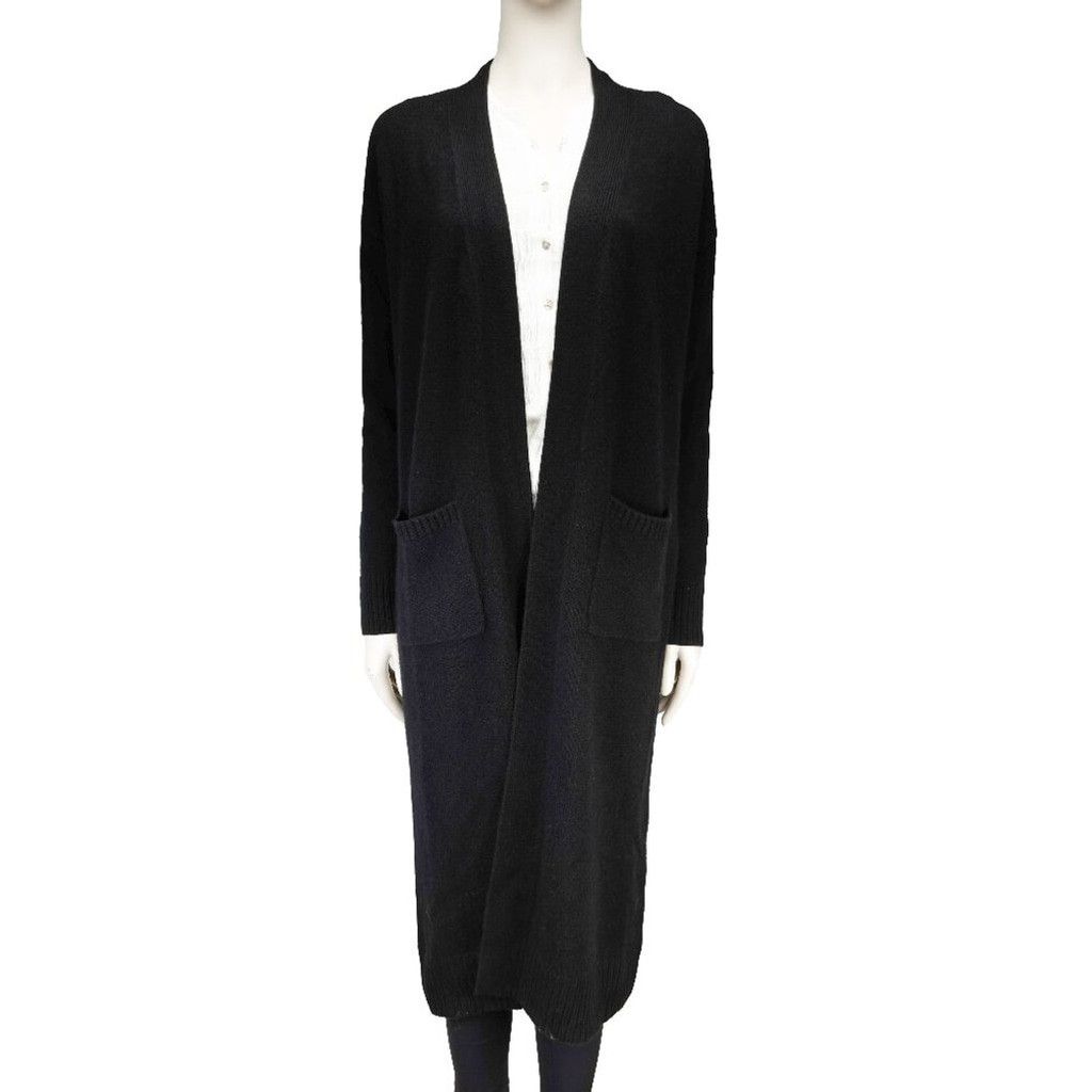 Other TAHARI Pure Luxe 2-ply Long Knit Duster Black Cardigan sz S Size XS / US 0-2 / IT 36-38 - 5 Thumbnail