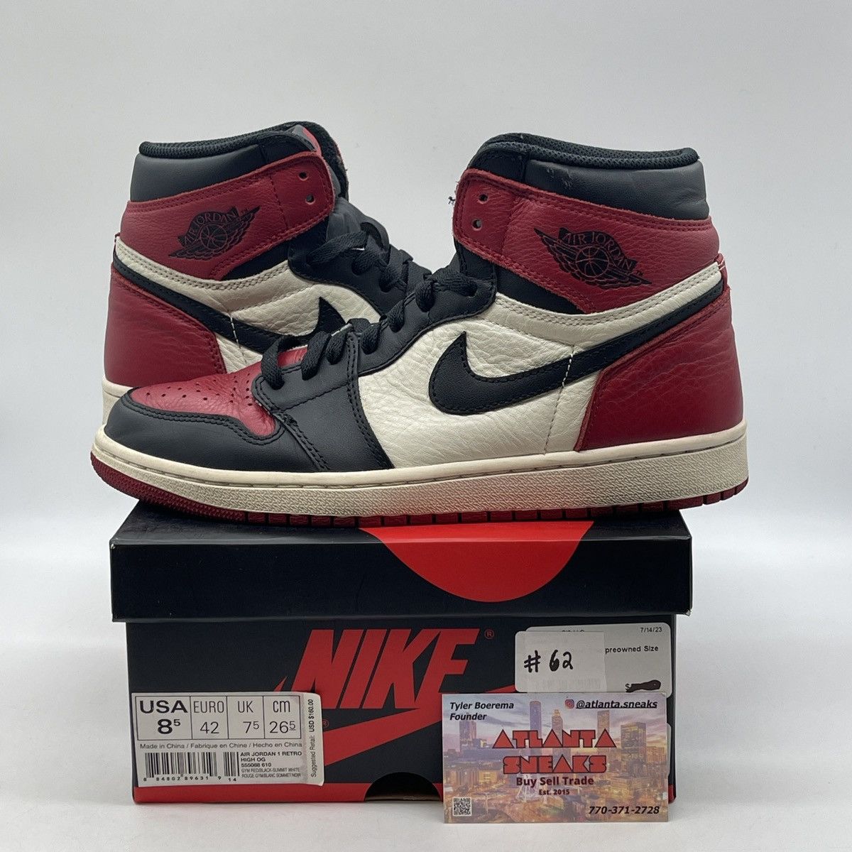 Nike Air Jordan 1 high bred toe Size US 8.5 / EU 41-42 - 1 Thumbnail