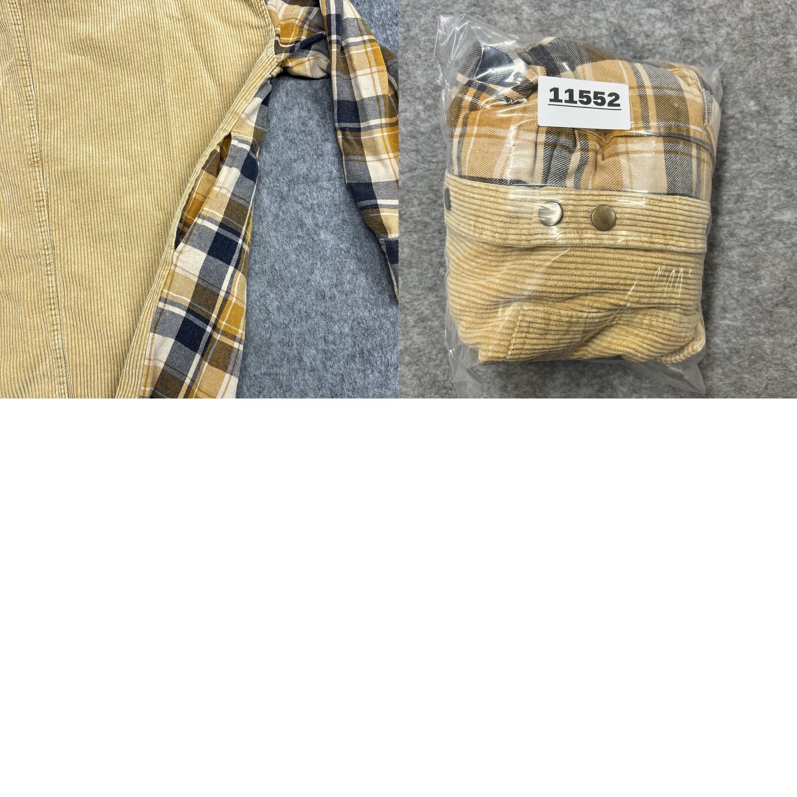Vintage Oli & Hali Jacket Womens L Beige Corduroy Plaid Patchwork Shacket Snap Casual Size L / US 10 / IT 46 - 10 Thumbnail