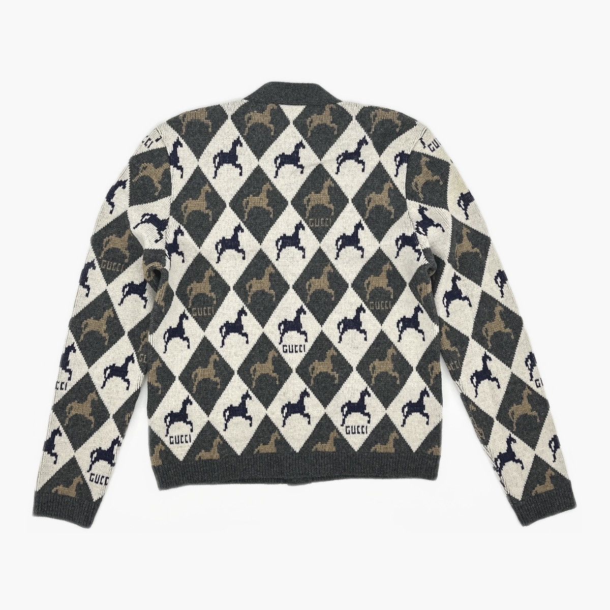 Gucci Gucci Intarsia Horse and Logo wool knit cardigan Size US XS / EU 42 / 0 - 2 Thumbnail