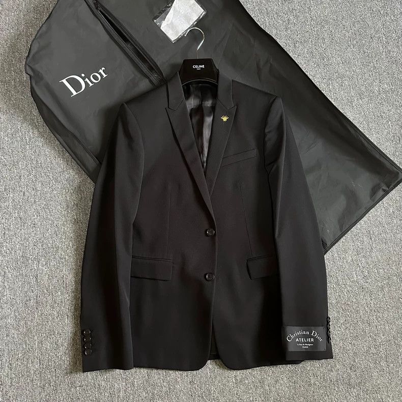 Dior Dior Golden thread little bee sleeve-labeled wool suit 2504 Size 46R - 1 Thumbnail