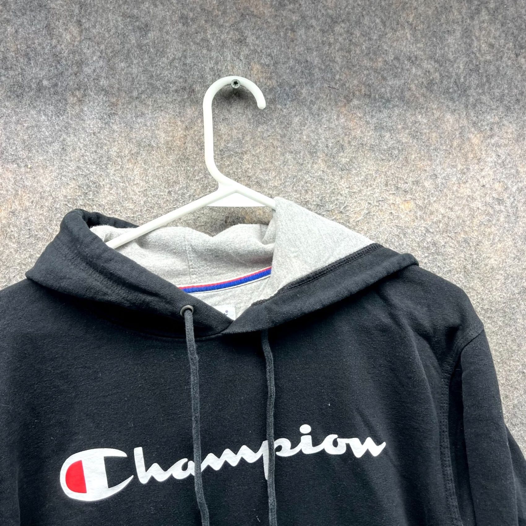 Champion VINTAGE Champion Hoodie Mens M Black Fleece Spell Out Sweater Cotton Y2K Size US M / EU 48-50 / 2 - 7 Thumbnail