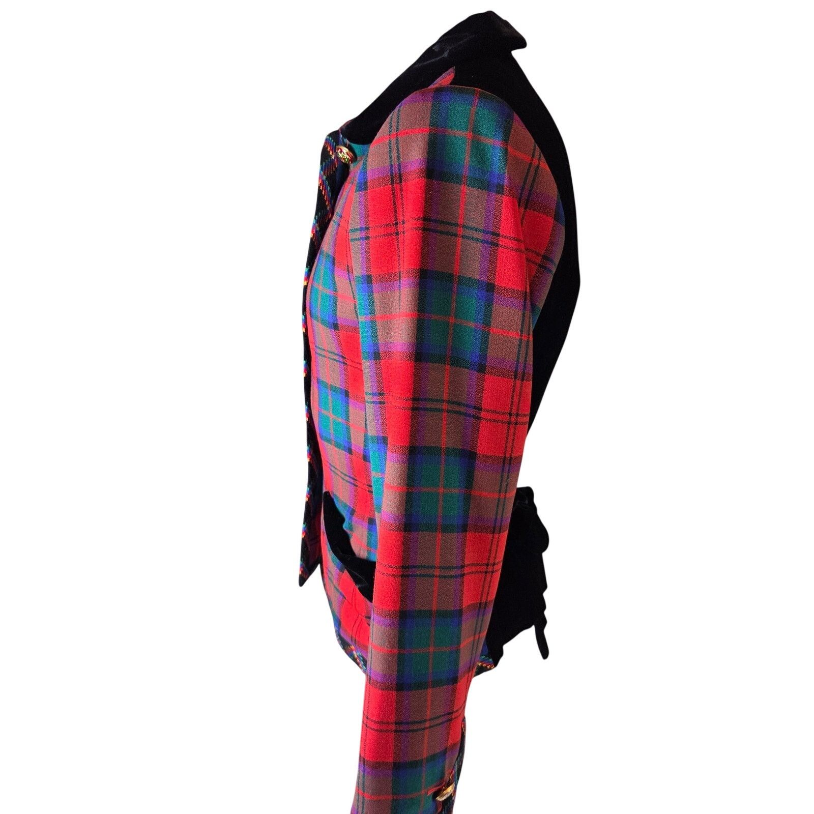 Yves Saint Laurent Yves Saint Laurent Rive Gauche 1994 Tartan Velvet Jacket Size S / US 4 / IT 40 - 8 Thumbnail