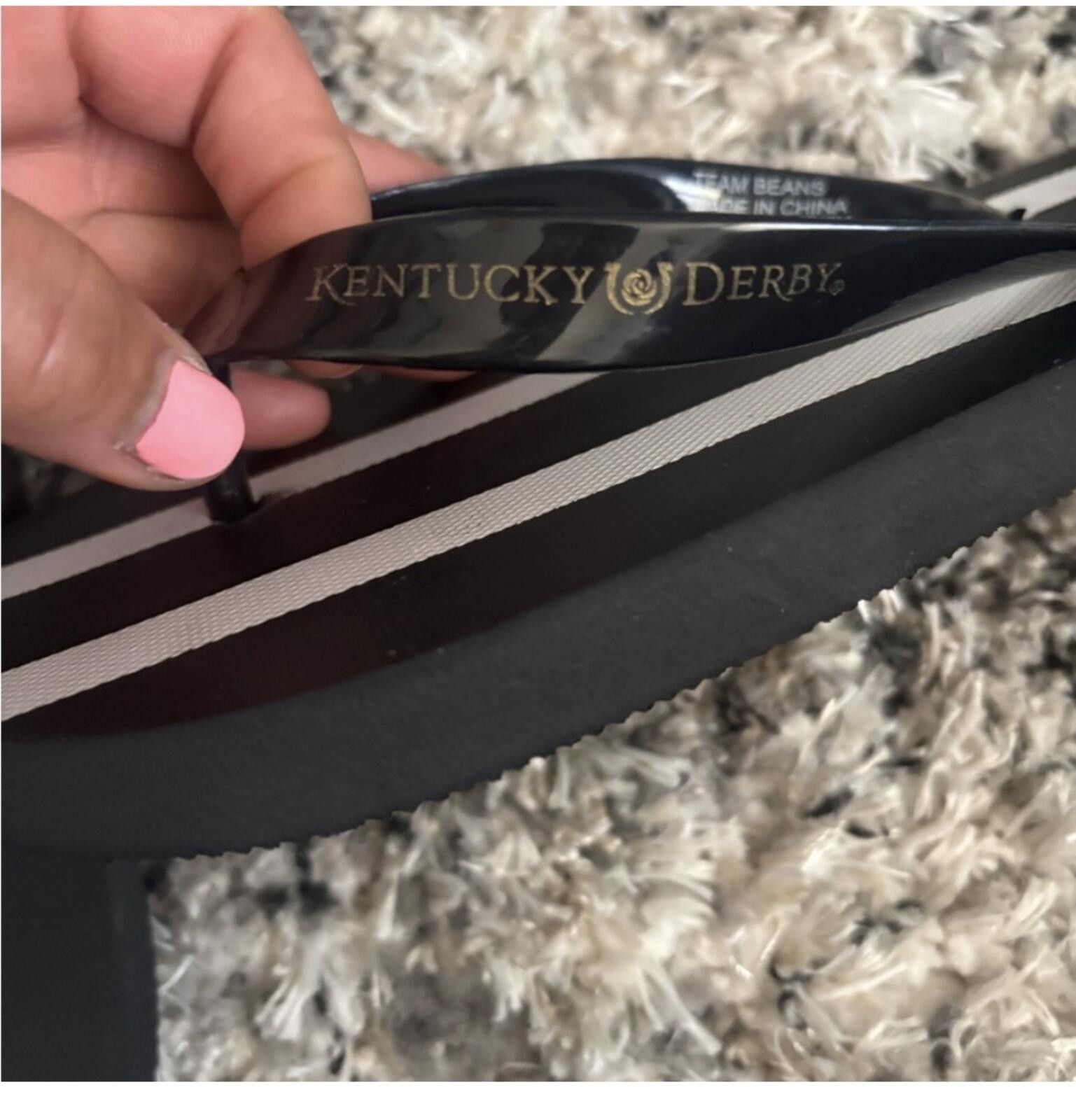 Other (Kentucky Derby) Black and White Striped Flip Flops Size US 8 / IT 38 - 3 Thumbnail